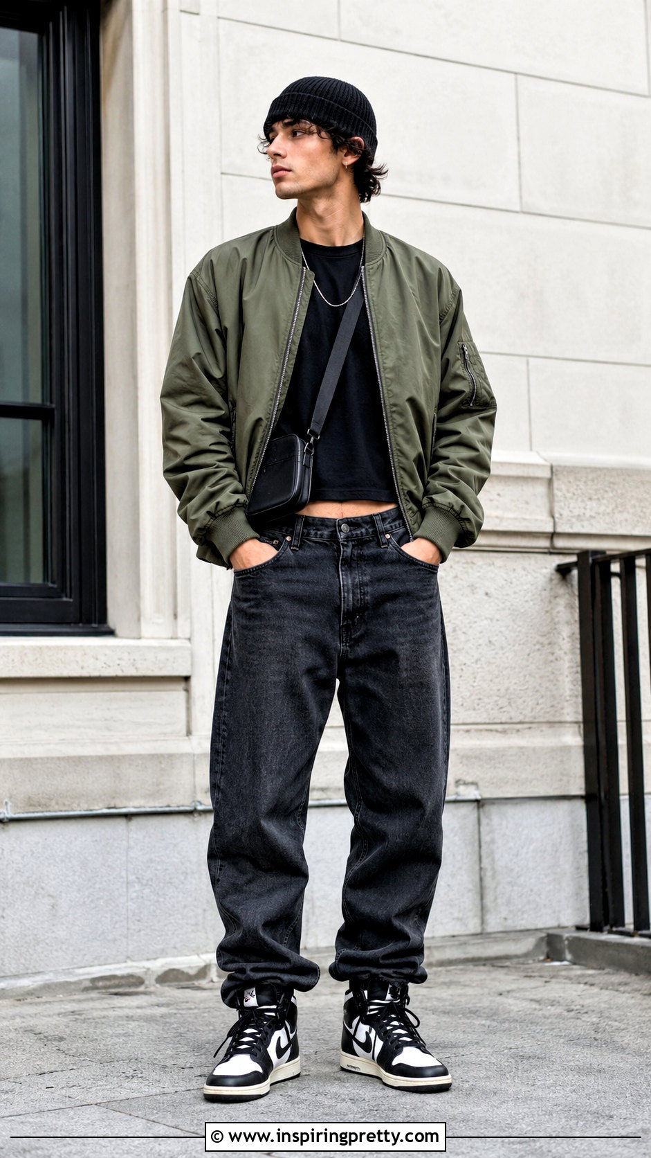 Loose Crop Top With A Bomber Jacket - 25 Loose Crop Top Men outfit ideas