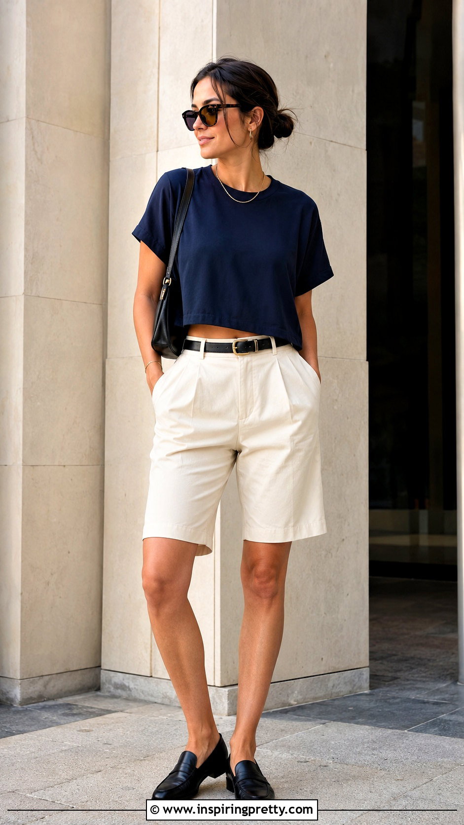 Loose Crop Top With Bermuda Shorts - 50 loose crop top outfits