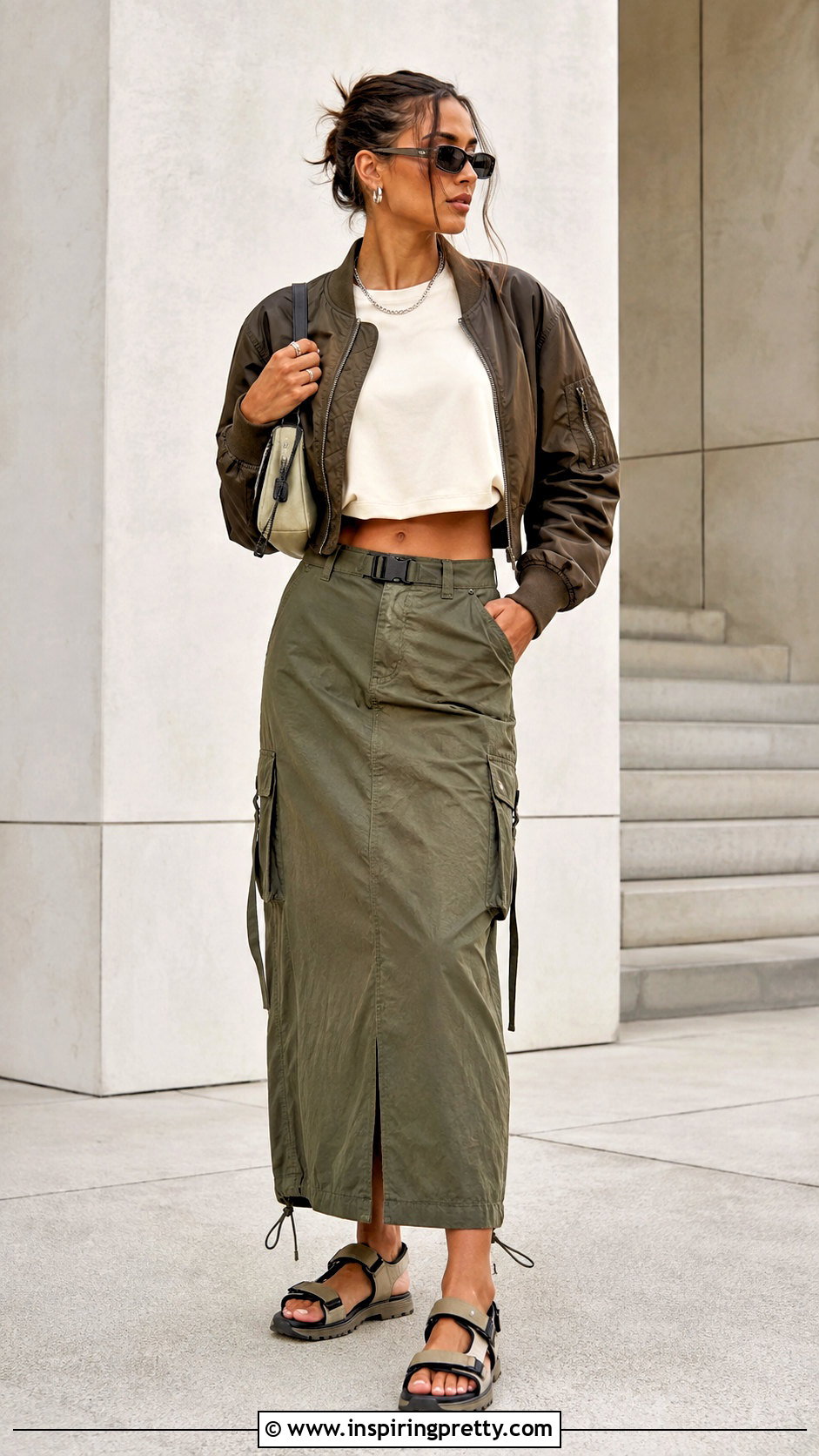 Loose Crop Top With Cargo Skirt - 50 loose crop top outfits