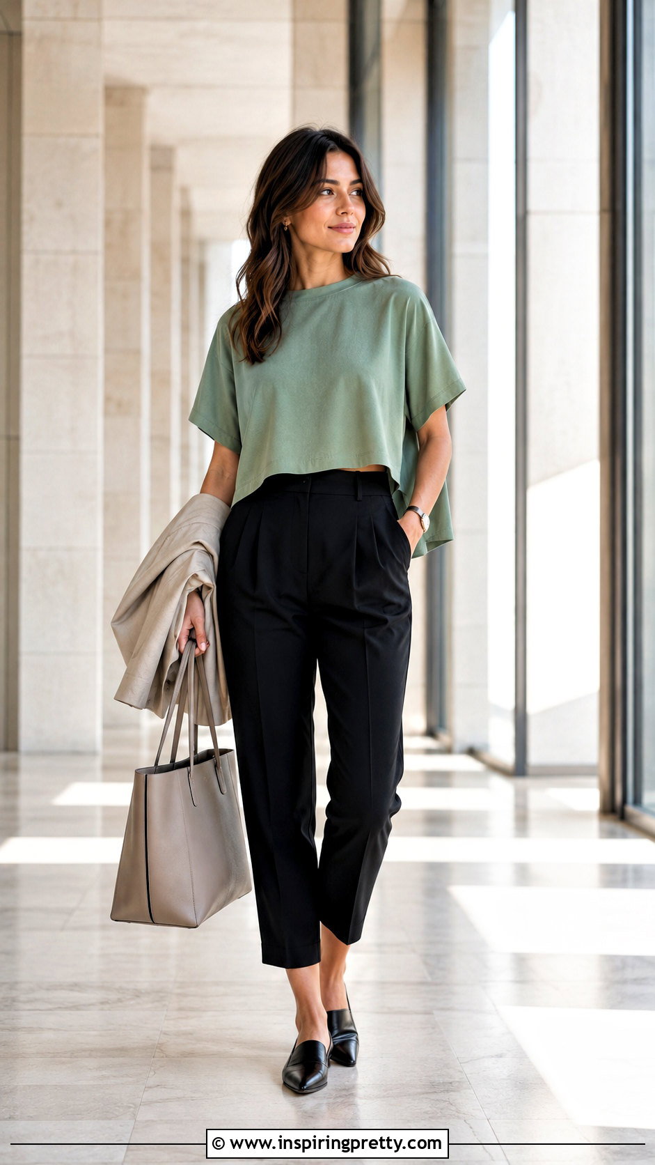 Loose Crop Top With Cropped Trousers - 50 loose crop top outfit ideas