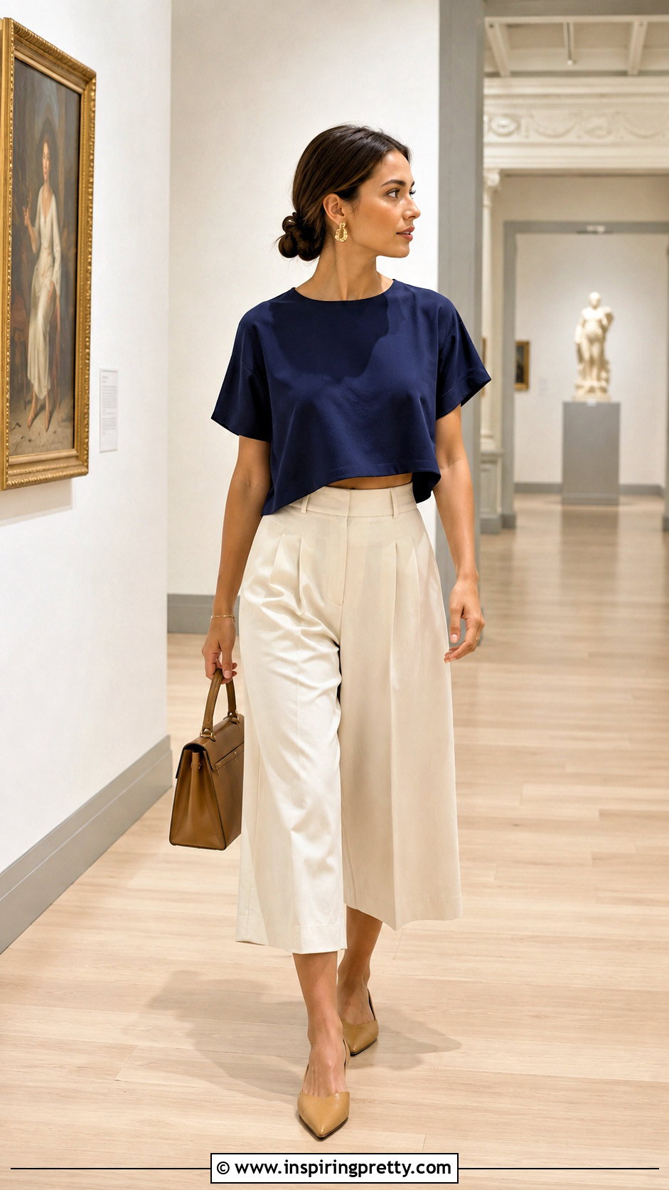 Loose Crop Top With Culottes - 50 loose crop top outfit ideas