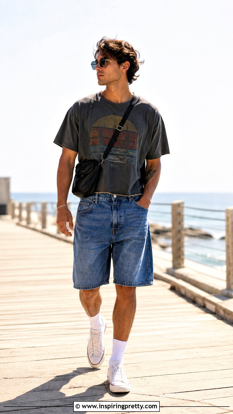 Loose Crop Top With Denim Shorts - 25 Loose Crop Top Men outfit ideas