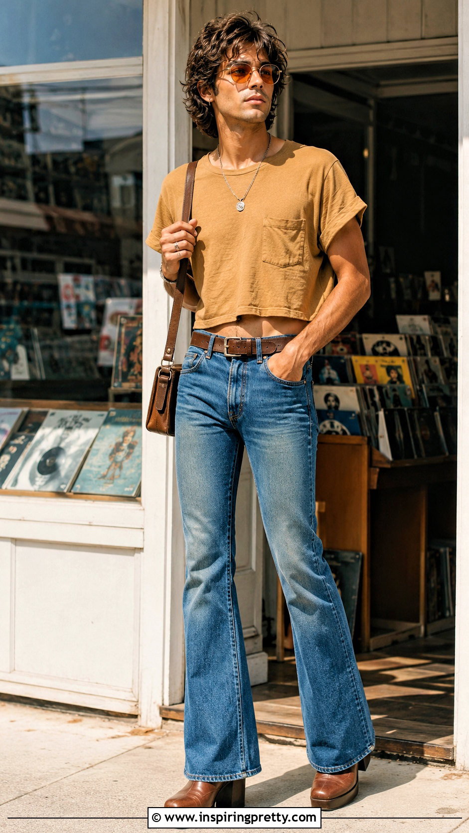 Loose Crop Top With Flared Jeans - 25 Loose Crop Top Men outfit ideas