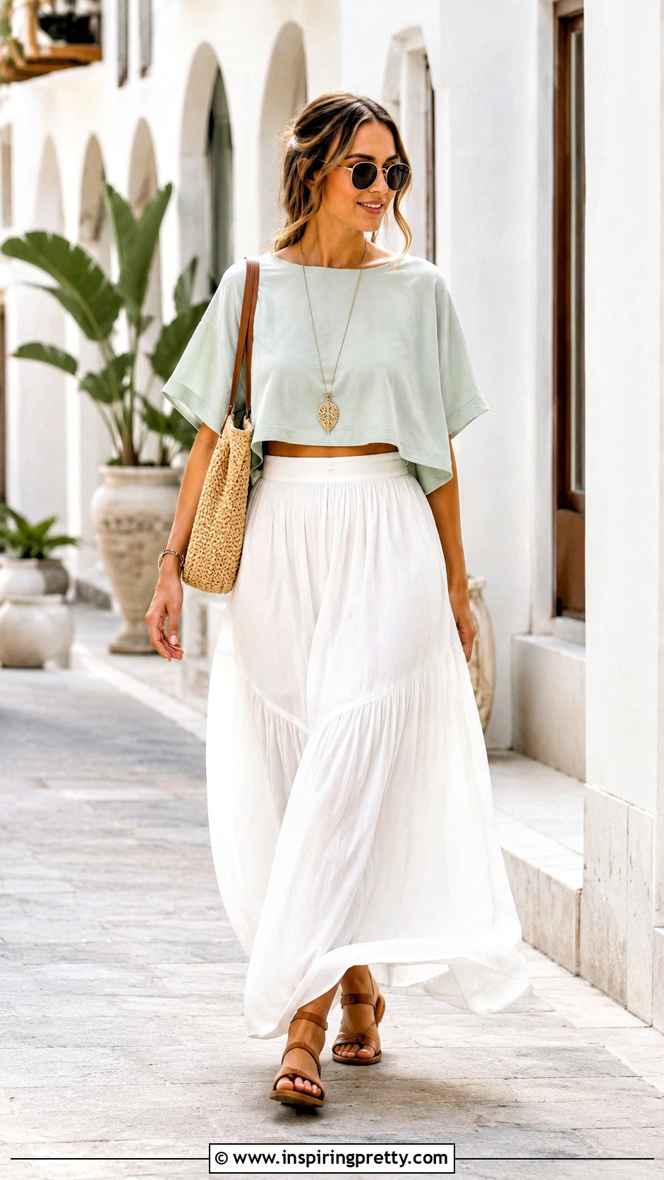 Loose Crop Top With Maxi Skirt - 50 loose crop top outfits