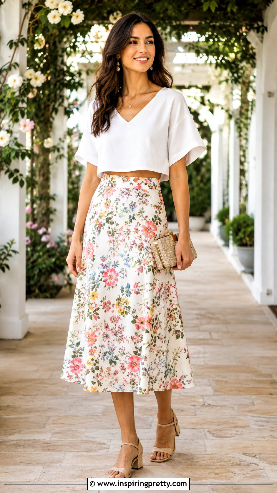 Loose Crop Top With Midi Skirt - 50 loose crop top outfits
