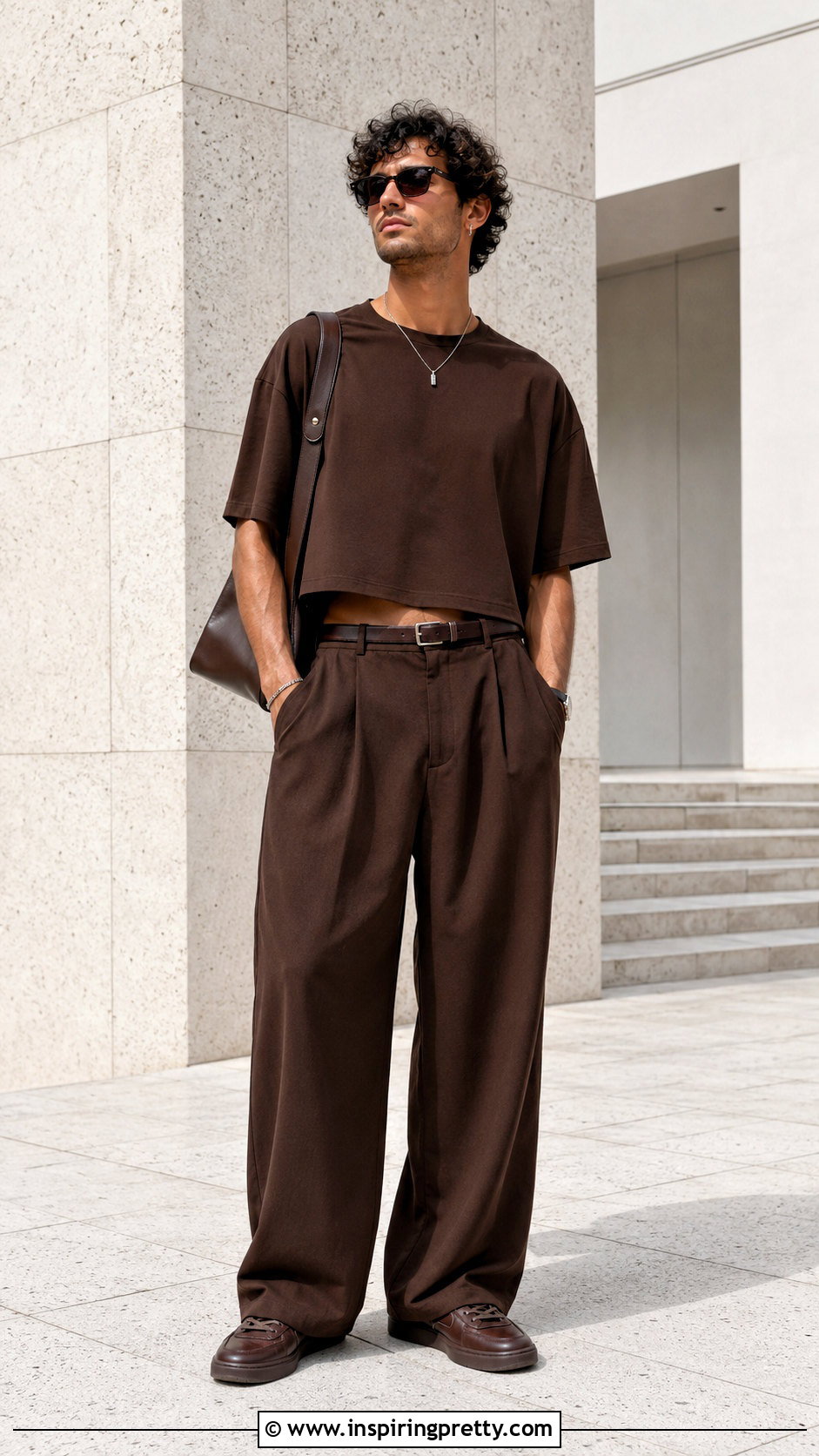 Loose Crop Top With Monochrome Pants - 25 Loose Crop Top Men outfit ideas