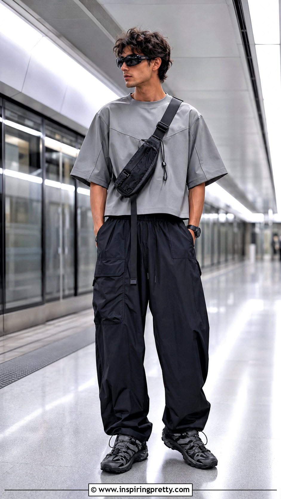 Loose Crop Top With Parachute Pants - 25 Loose Crop Top Men outfit ideas