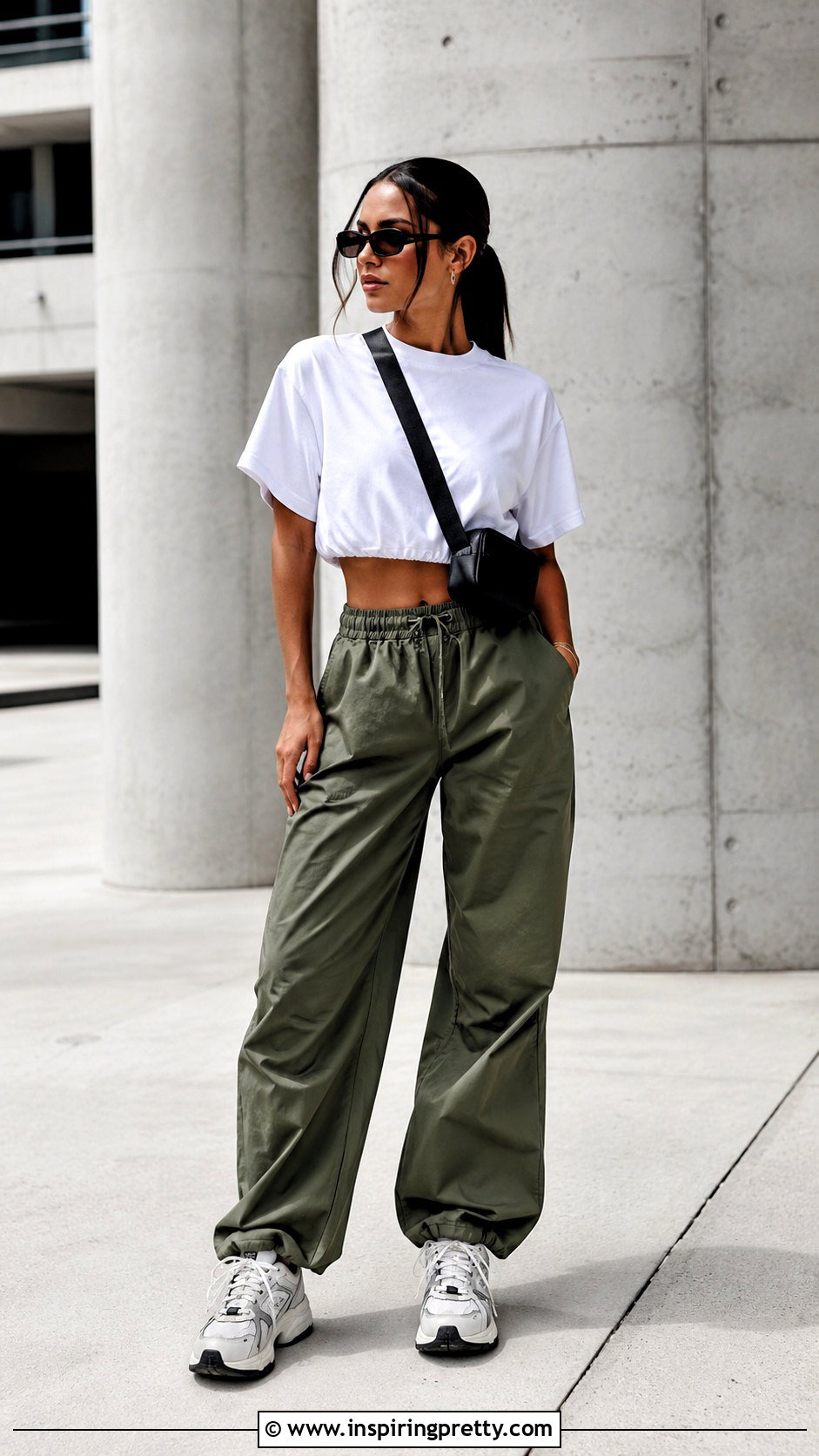 Loose Crop Top With Parachute Pants - 50 loose crop top outfit ideas
