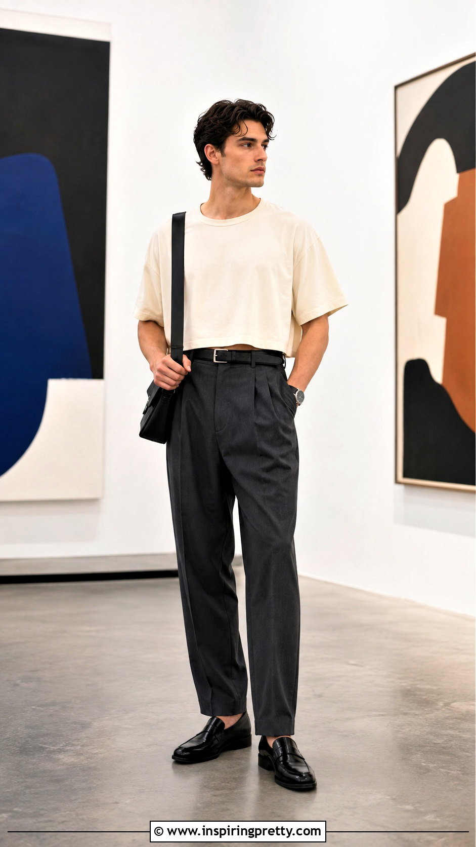 Loose Crop Top With Tailored Trousers - 25 Loose Crop Top Men outfit ideas