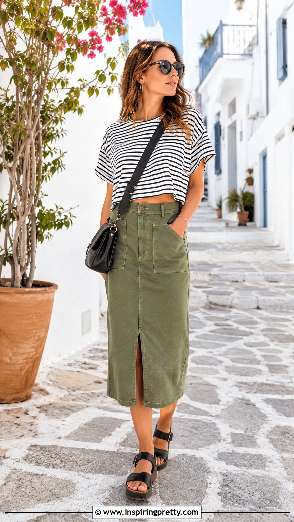 Loose Crop Top With Utility Skirt - 50 loose crop top outfit ideas