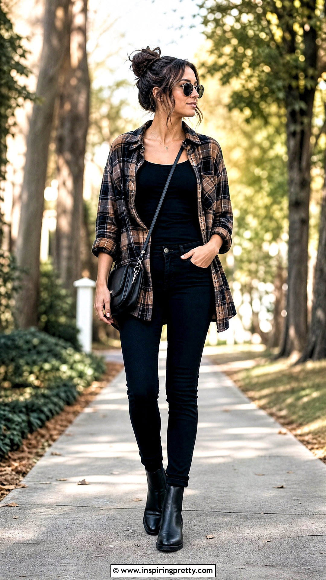 Loose Flannel Shirt And Black Jeans Outfit - 50 loose top outfit ideas