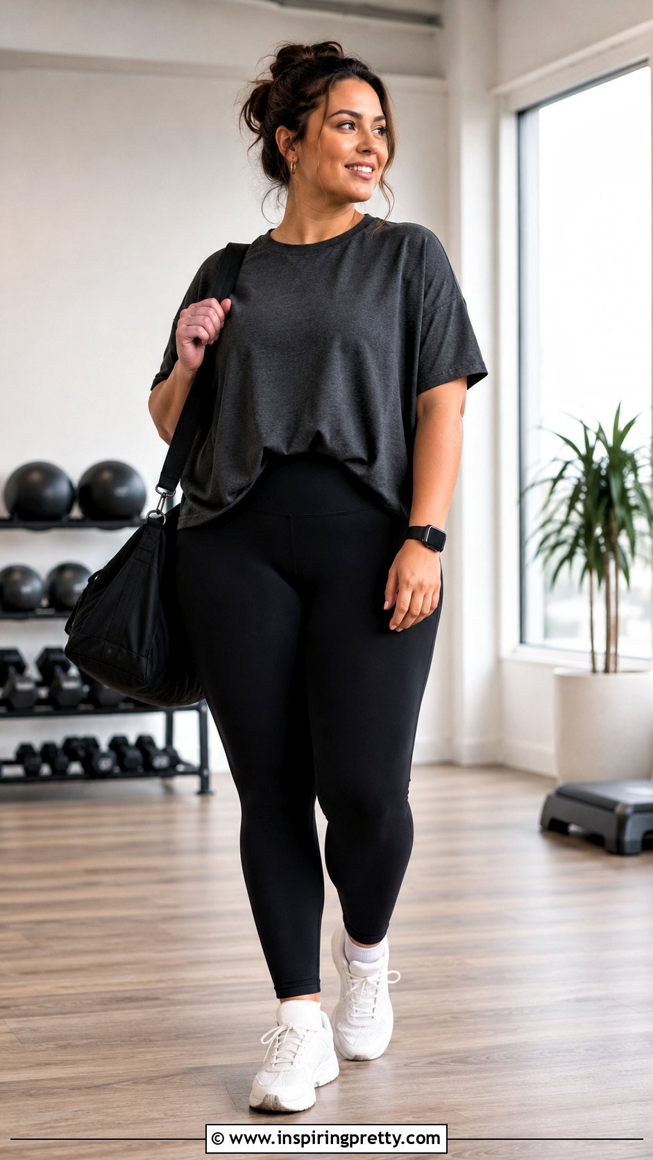 Loose Gym Top With Black Leggings - 25 Loose Gym Tops outfit ideas