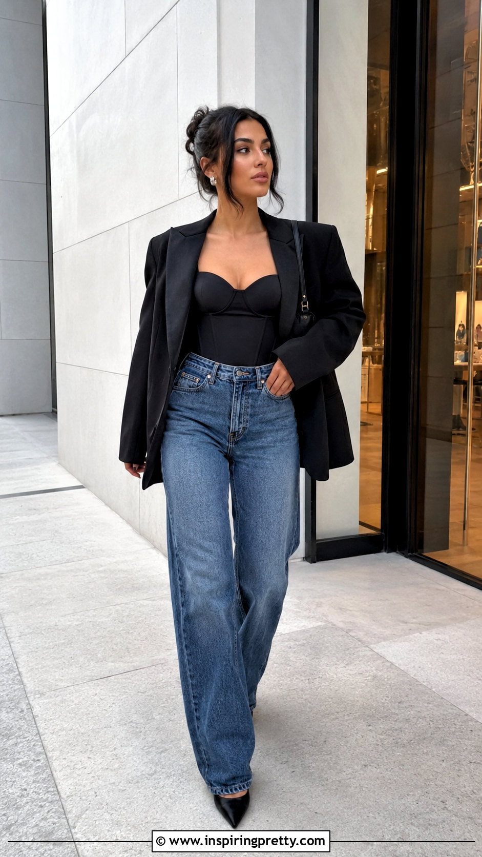 Loose Jeans And Corset Style Top Outfit - 50 Jeans And Top Outfit ideas