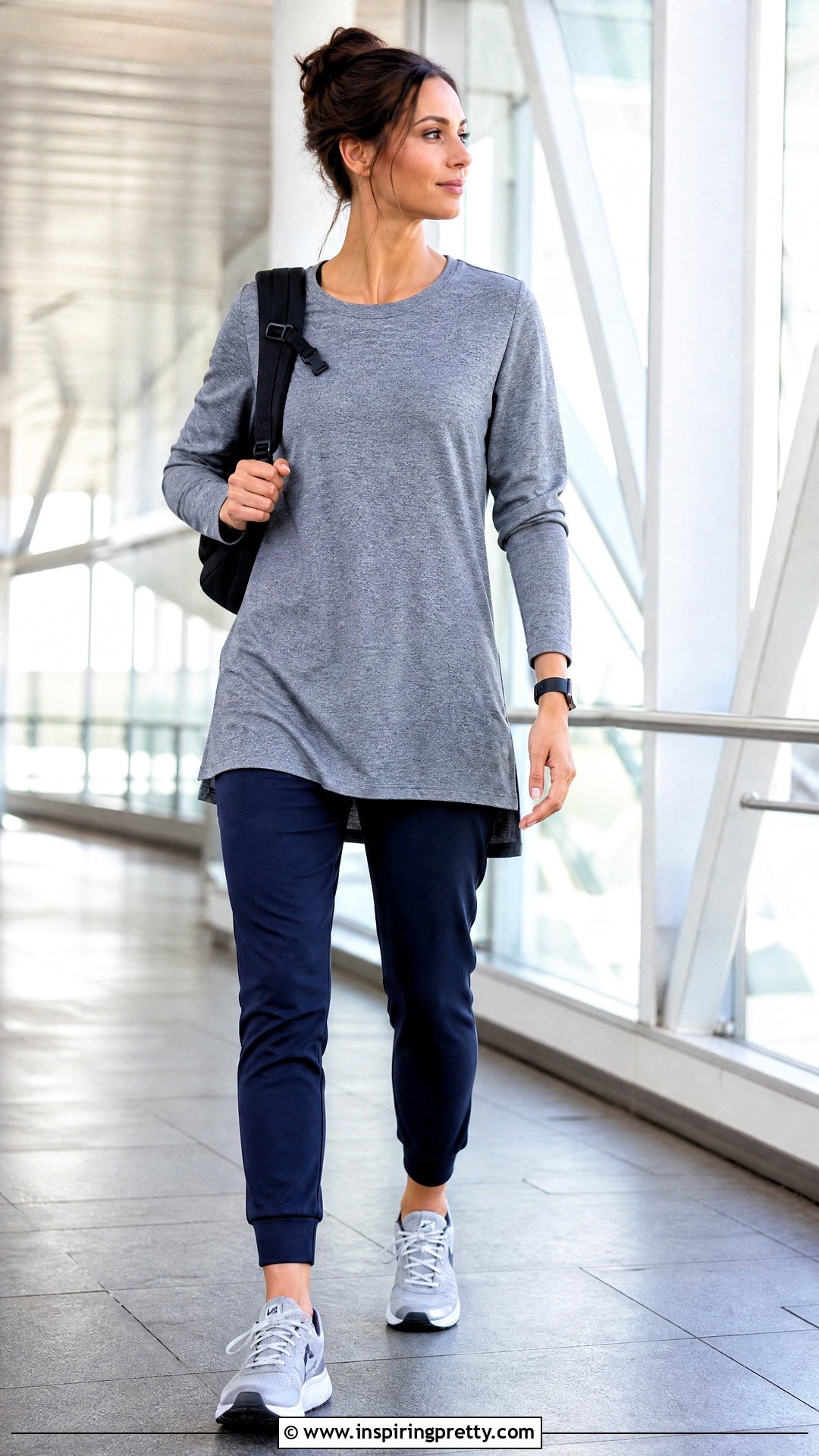 Loose Long Workout Top With Joggers - 25 Long Workout Tops outfit ideas