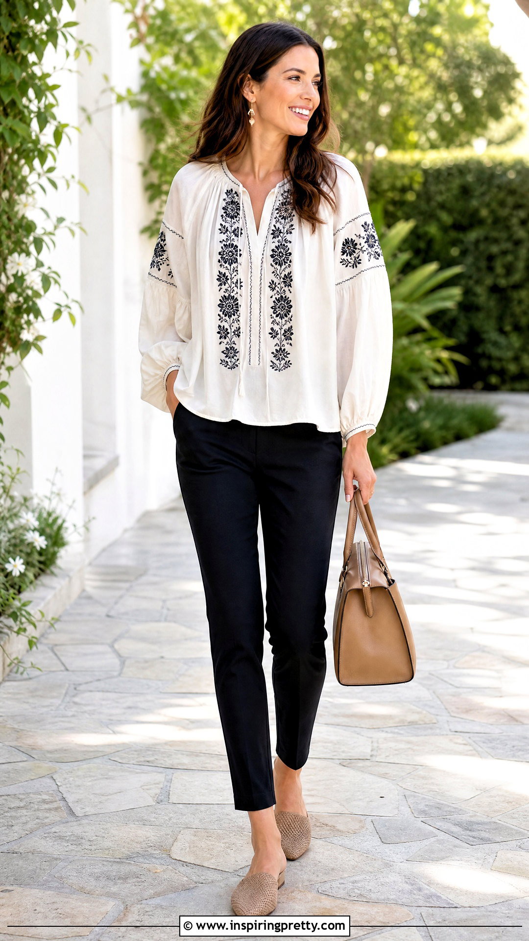 Loose Peasant Top And Slim Pants Outfit - 50 loose top outfit ideas