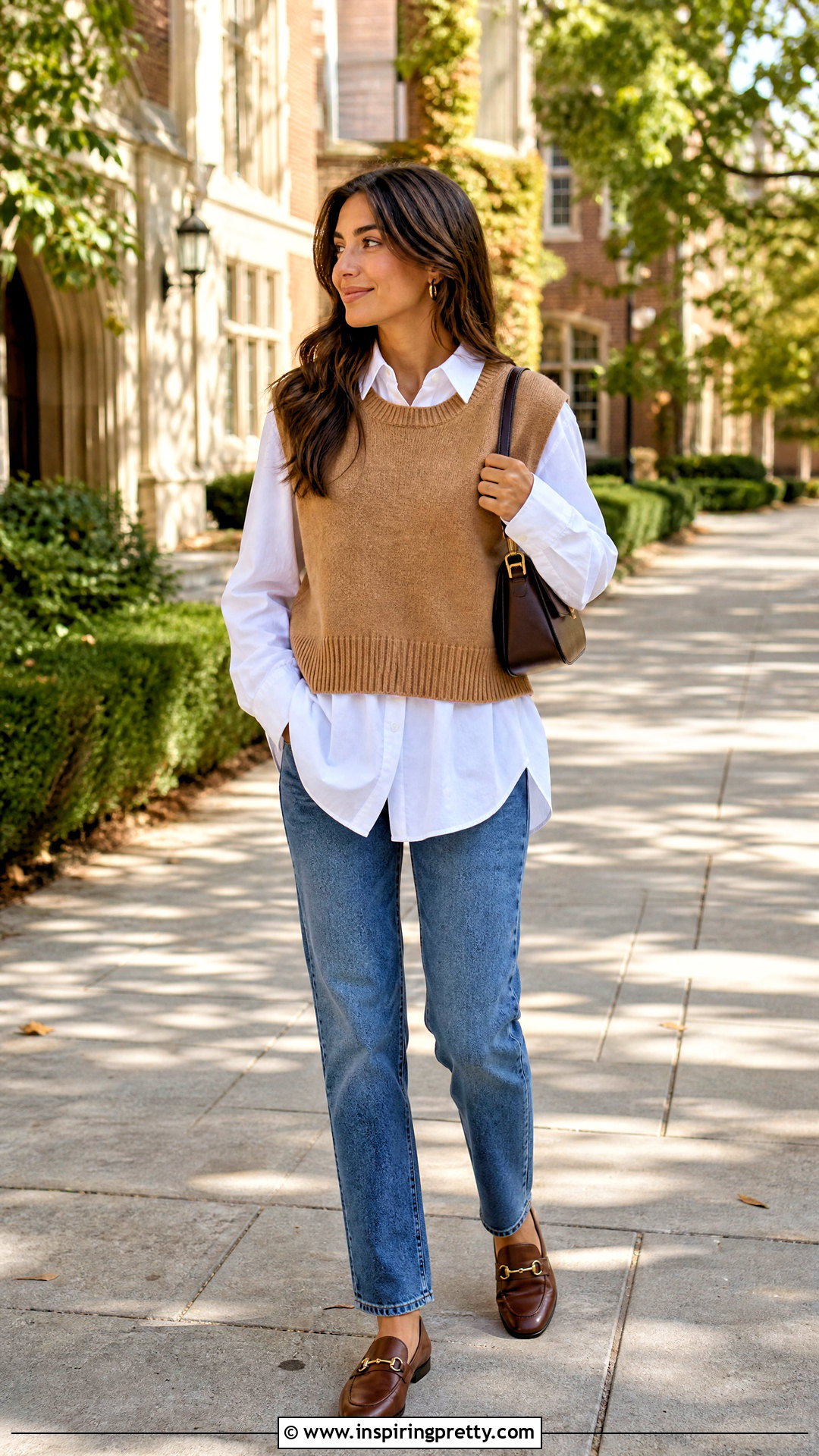 Loose Shirt And Sweater Vest Outfit - 50 loose top outfit ideas