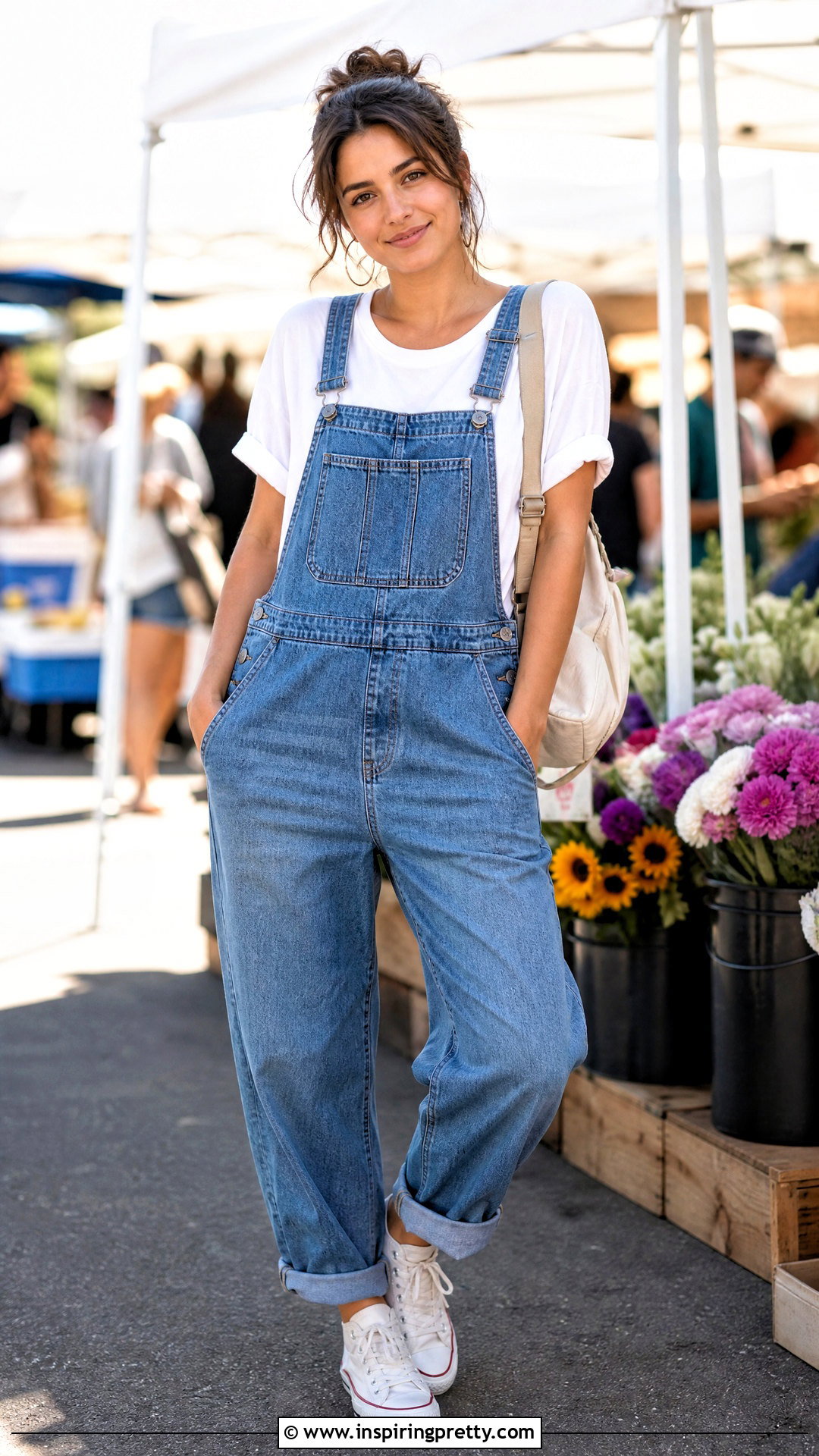 Loose T Shirt And Overalls Outfit - 50 loose top outfit ideas