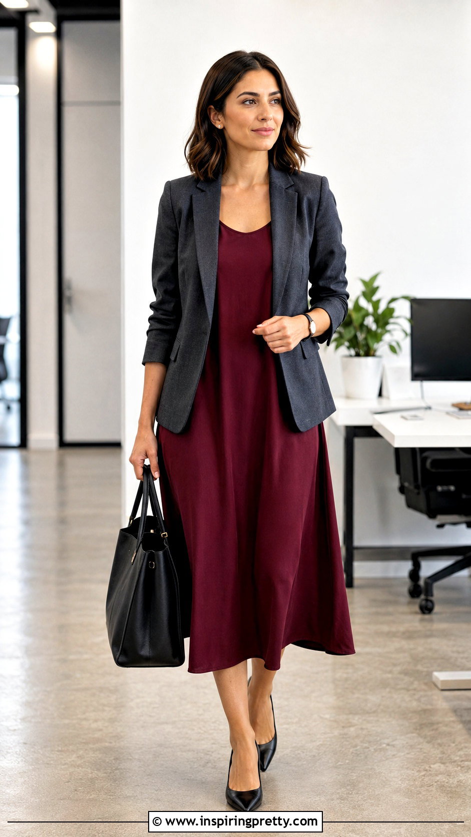 Loose Tank Top Dress With Blazer And Pointed Flats - 25 loose tank top dress outfit ideas