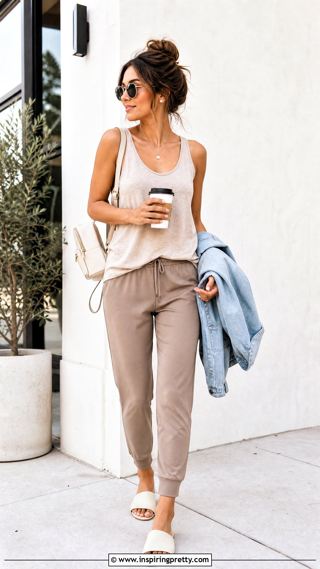 Loose Tank Top With Joggers And Slides - 25 Cute Loose Tank Tops outfit ideas