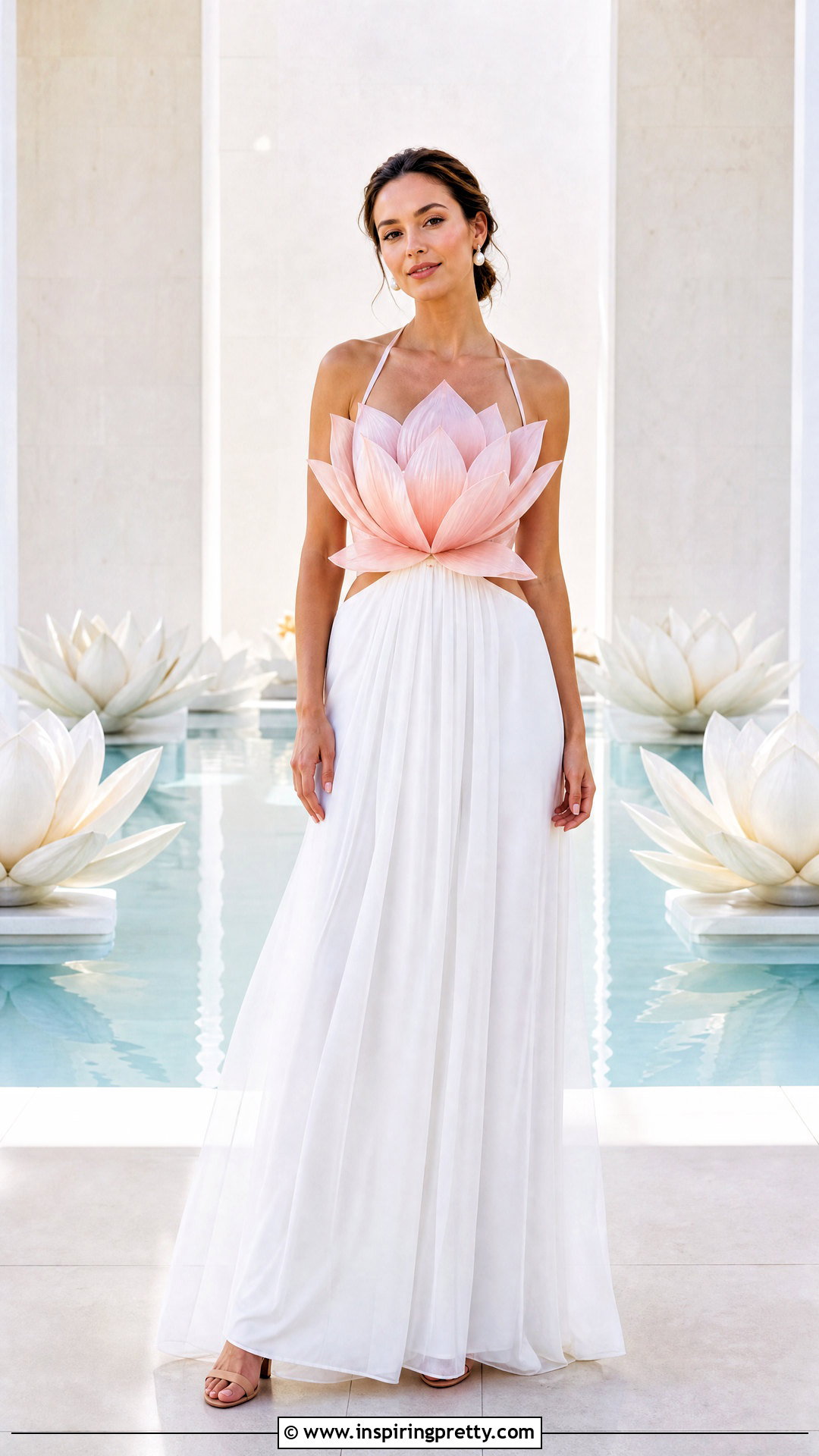 Lotus Flower Top With Flowing White Skirt - 50 flower top photoshoot ideas