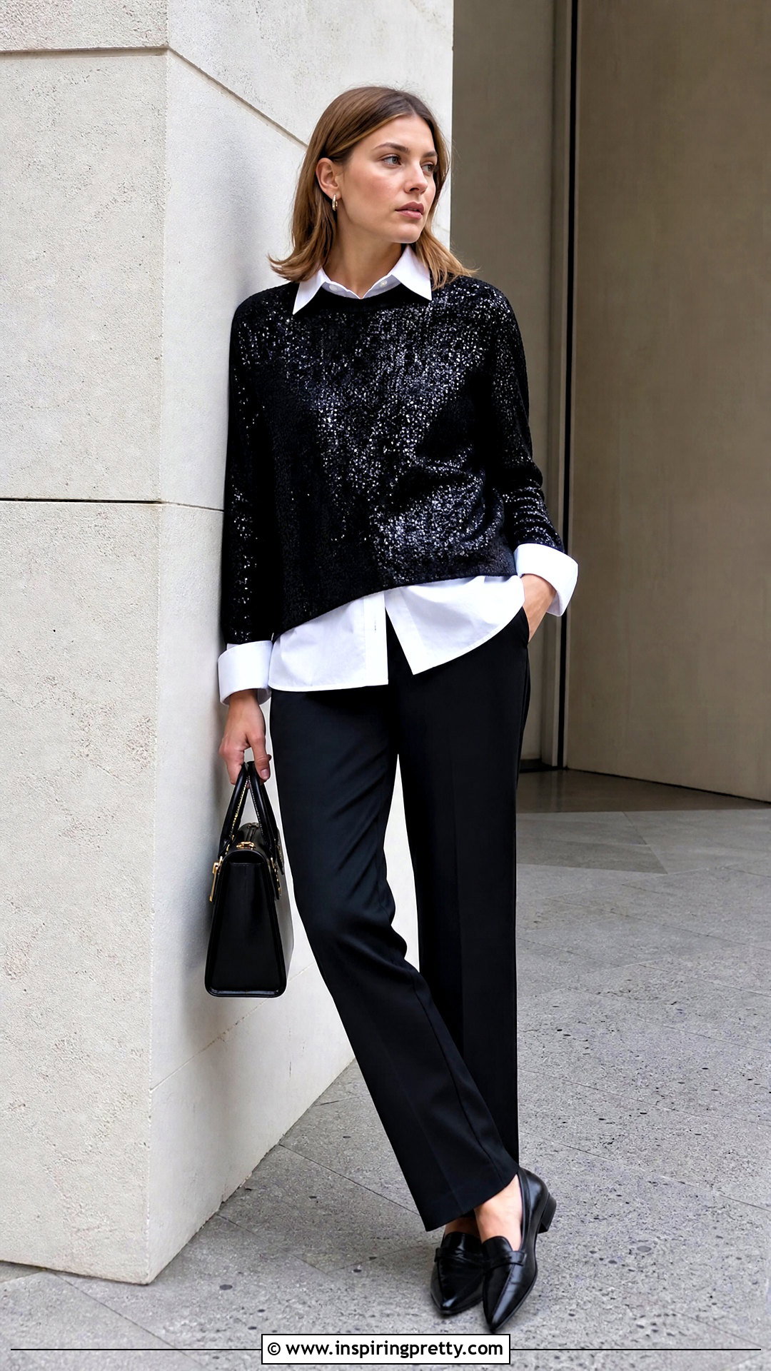 Love Galore Sequin Knit Top Over A White Button Down - 20 love galore sequin knit top outfit ideas