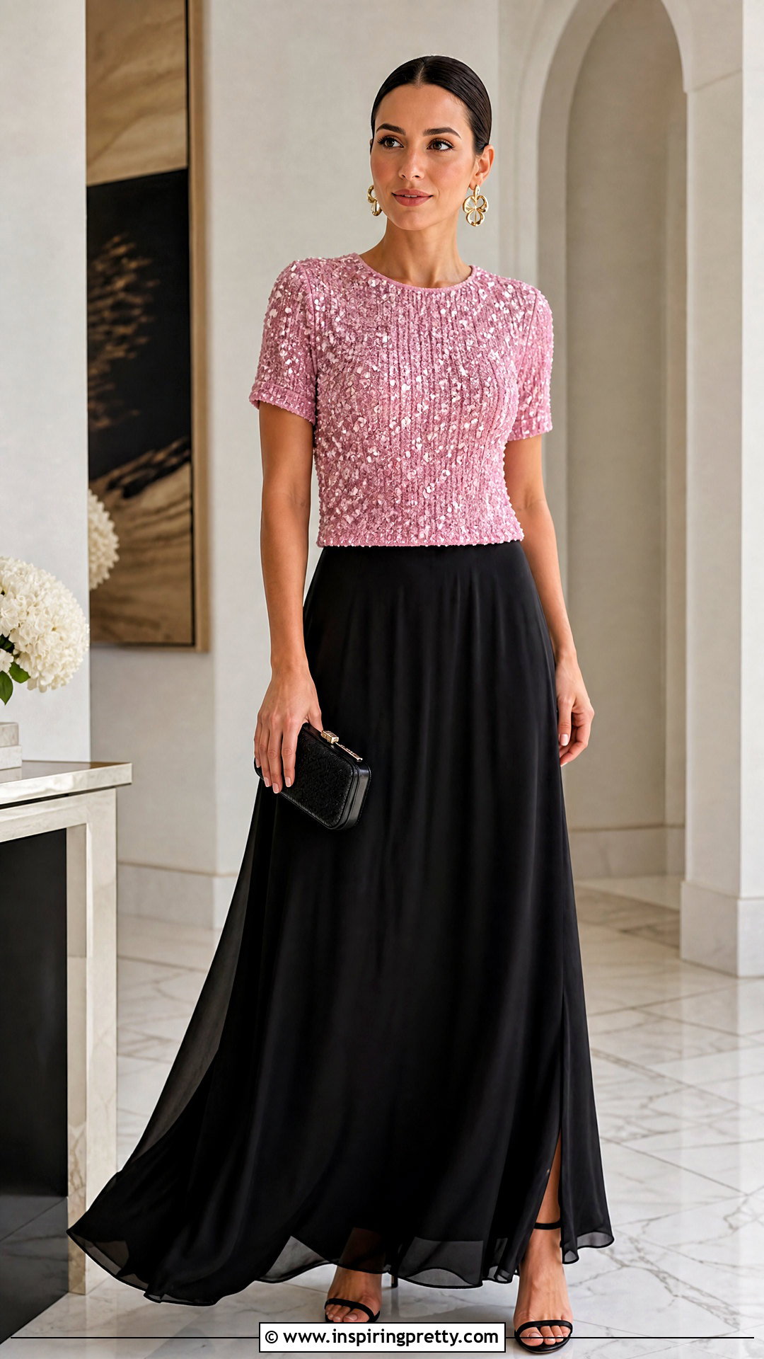 Love Galore Sequin Knit Top With Black Maxi Skirt - 20 love galore sequin knit top outfit ideas