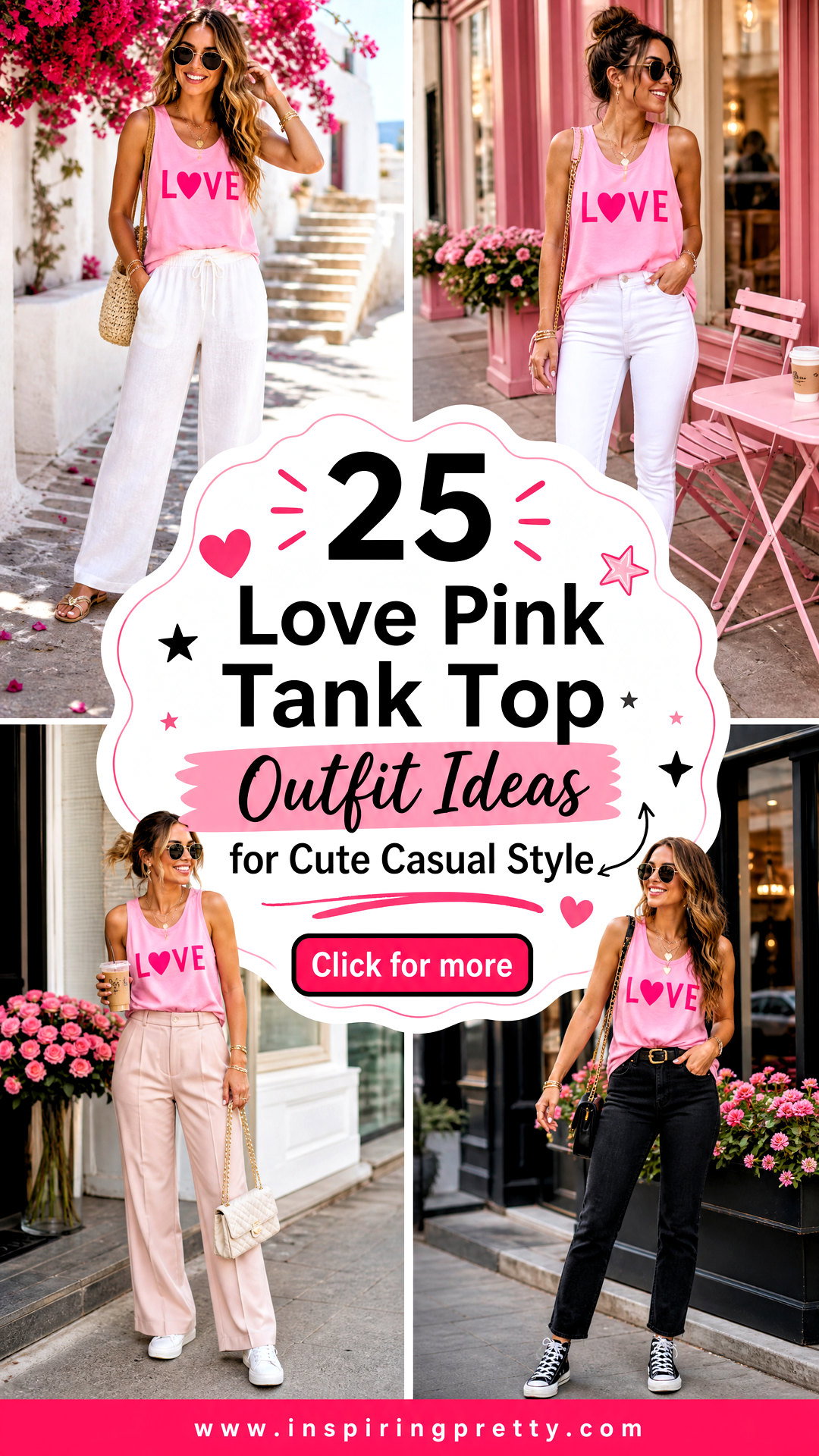 25 Love Pink Tank Top Outfit Ideas for Cute Casual Style - 25 Love Pink Tank Top Outfit Ideas for Cute Casual Style
