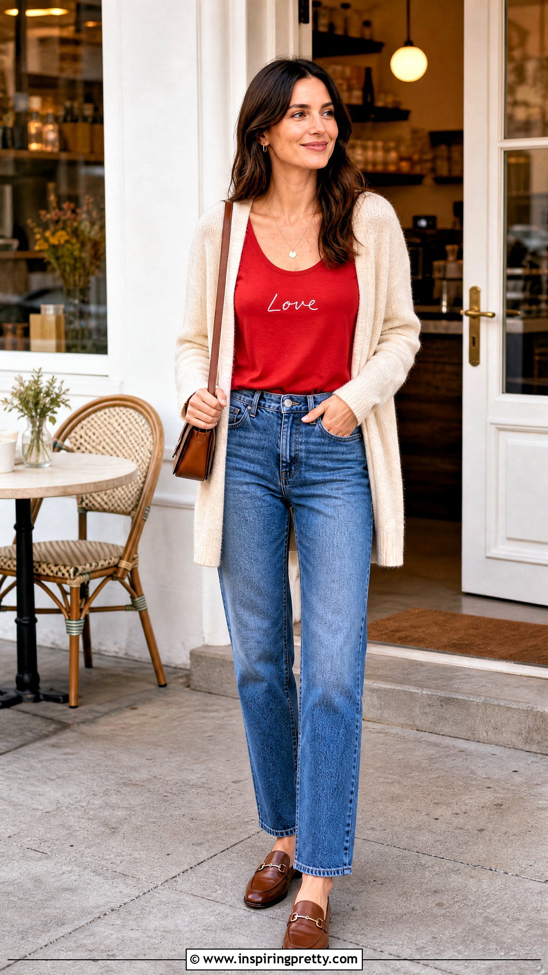 Love Tank Top With Cardigan And Straight Leg Jeans - 25 Love Tank Top outfit ideas