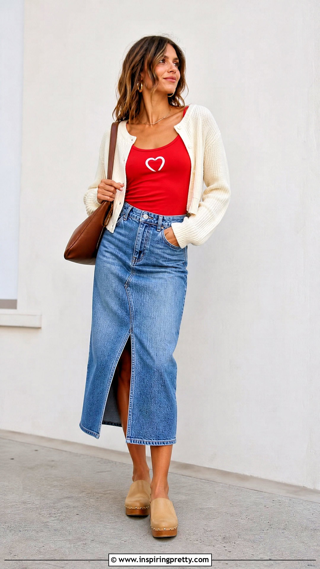 Love Tank Top With Denim Midi Skirt - 25 Love Tank Top outfit ideas