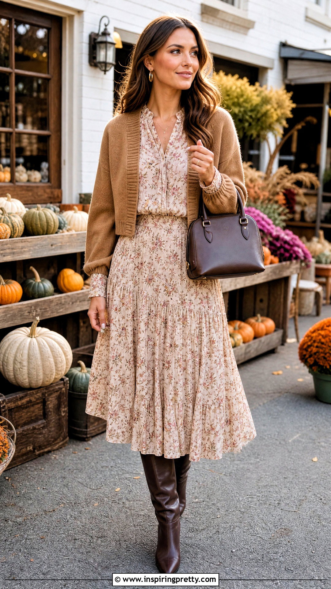 LoveShackFancy Fall Skirt And Blouse With Boots - 20 love shack fancy skirt and top set outfit ideas