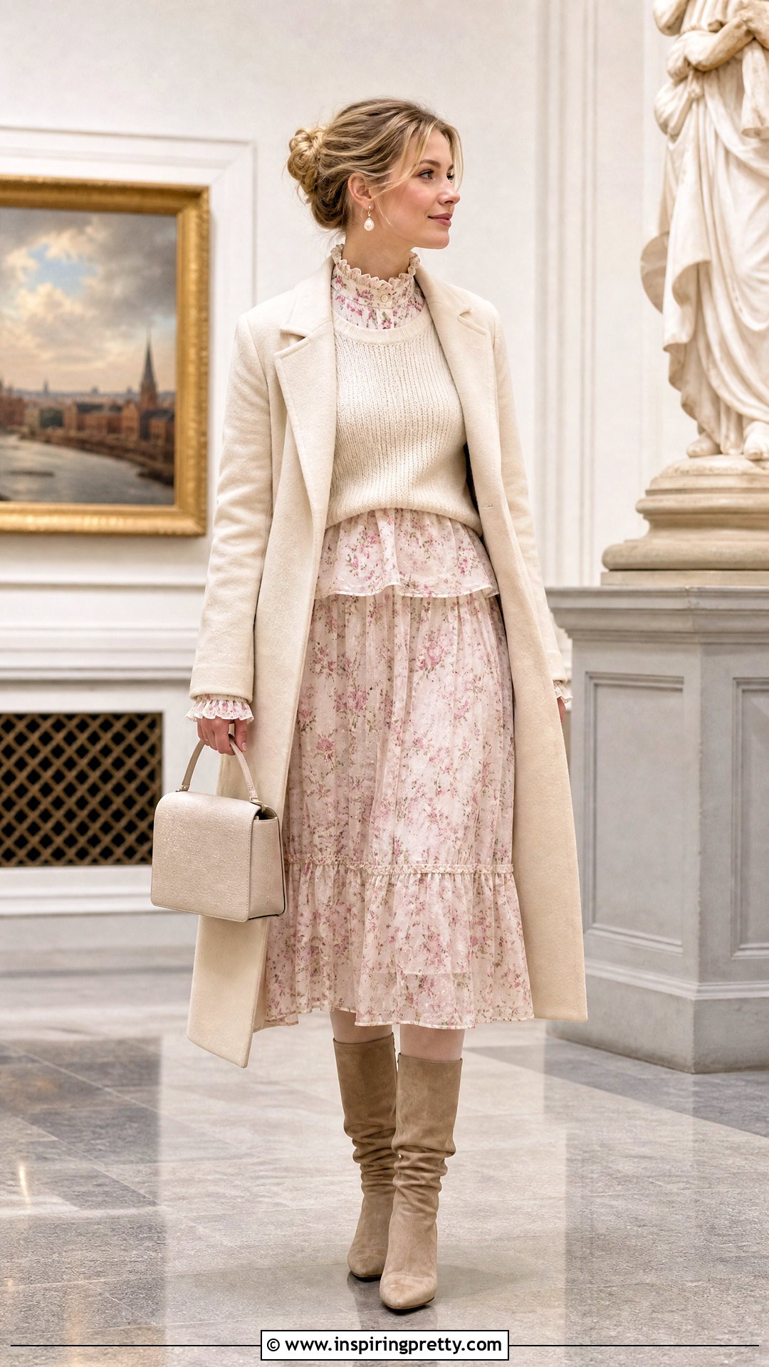 LoveShackFancy Winter Skirt Set With Sweater - 20 love shack fancy skirt and top set outfit ideas