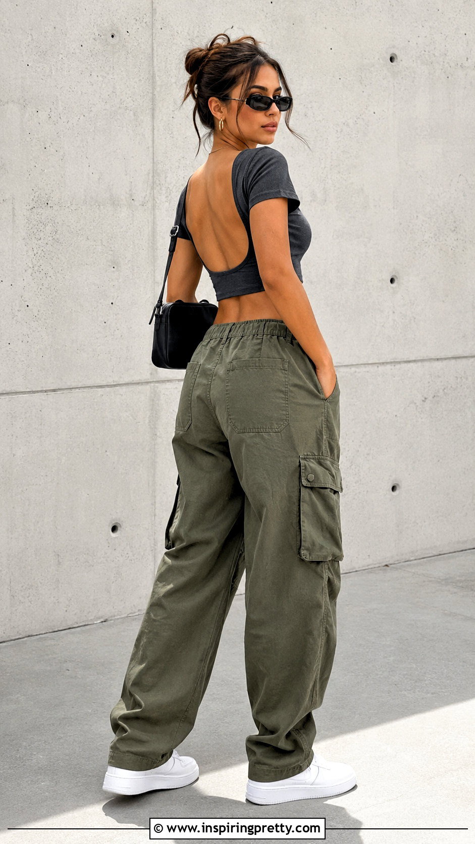 Low Back Crop Top With Cargo Pants - 20 Low Back Tops For Women