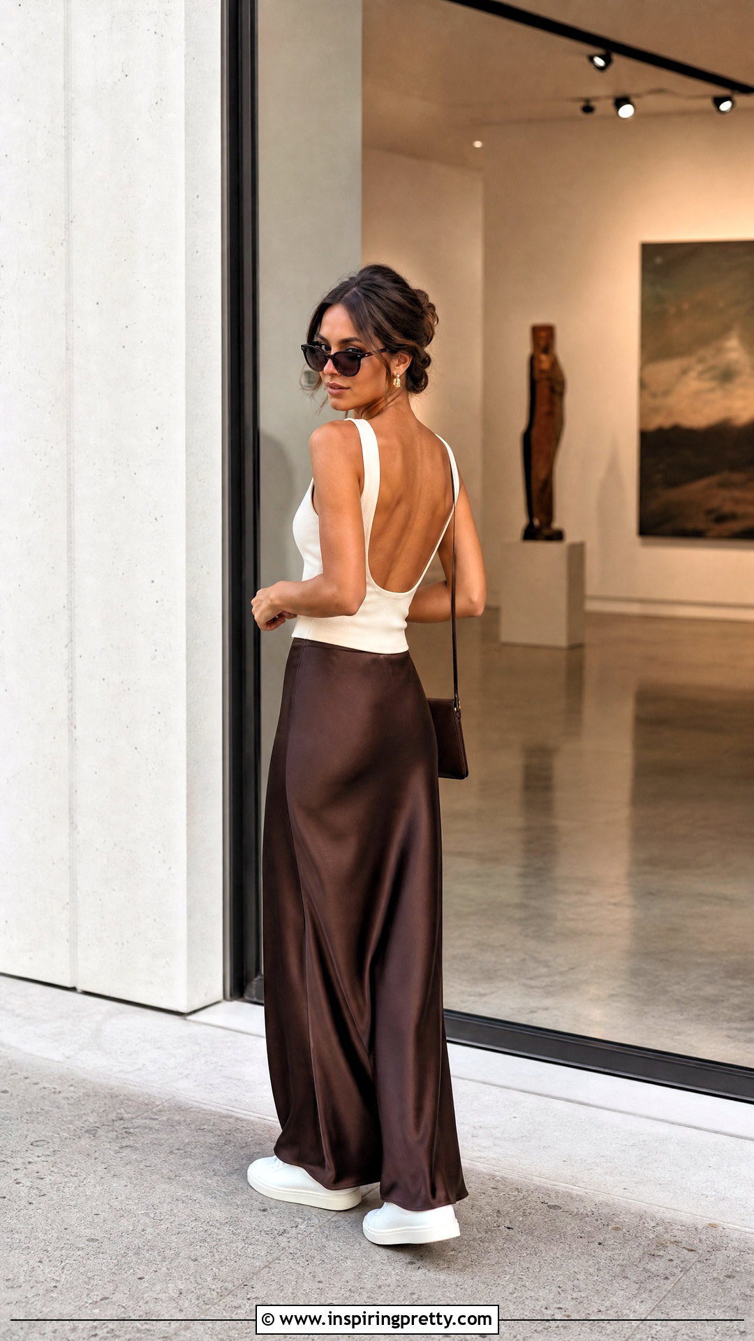 Low Back Vest Top With A Slip Skirt And Sneakers - 20 Low Back Vest Top outfit ideas