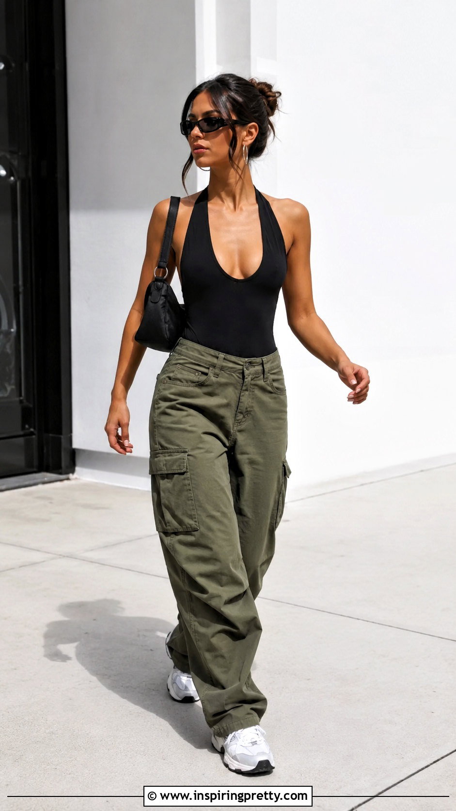 Low Cut Backless Halter Top With Cargo Pants - 20 Low Cut Backless Halter Top outfit ideas