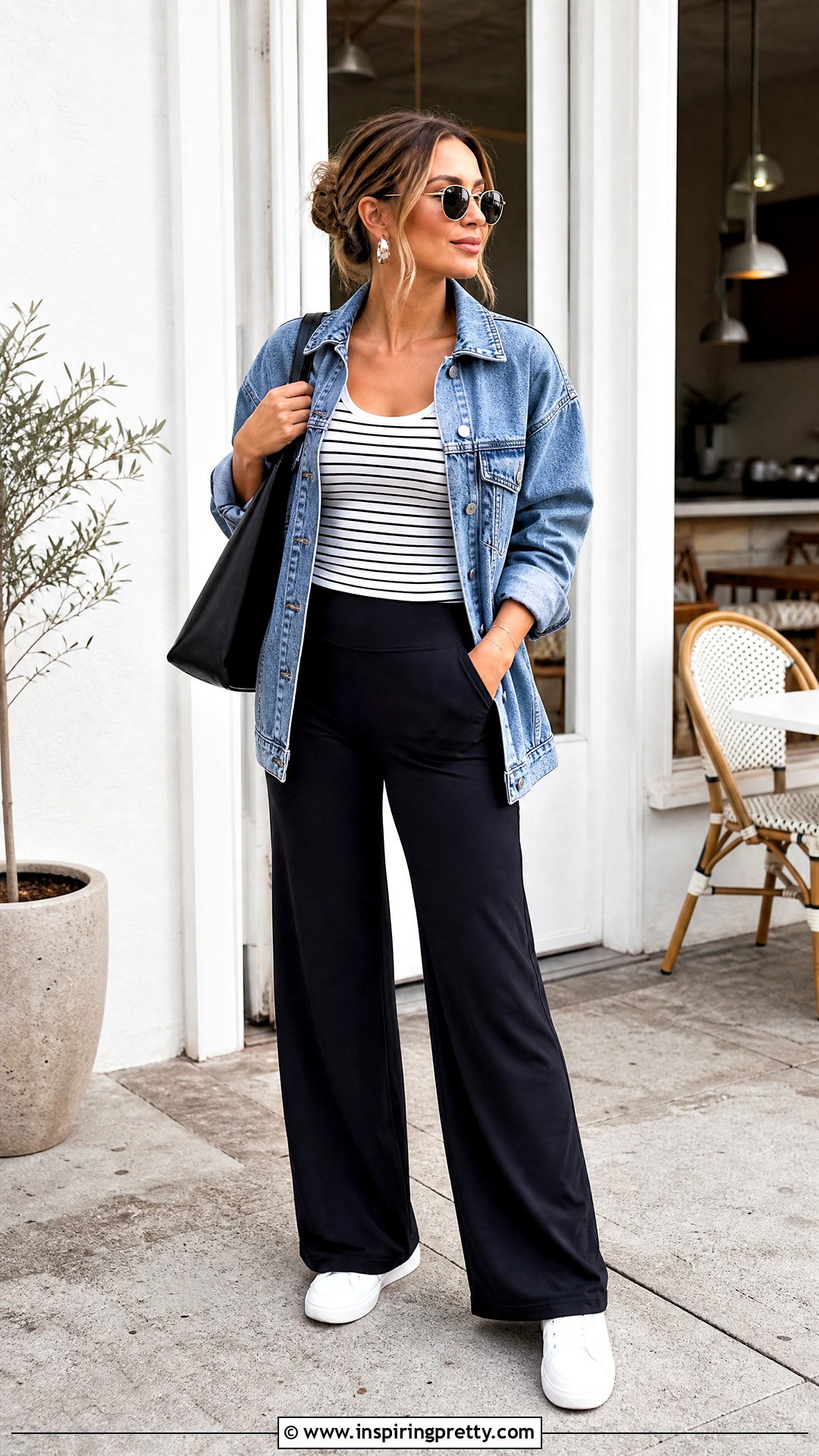 Lululemon Striped Top With Denim Jacket And Pants - 20 lululemon striped top outfit ideas