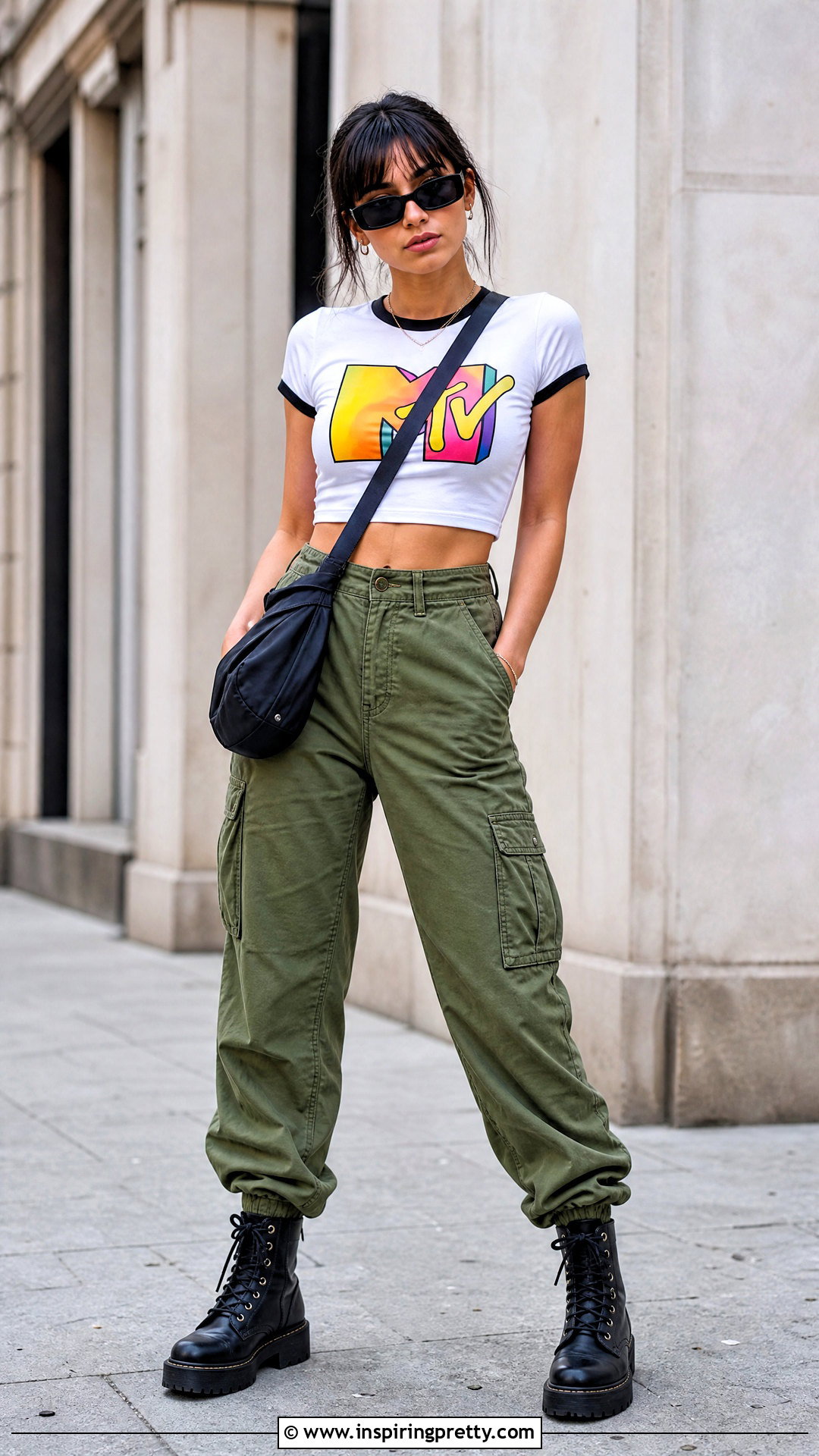 MTV Crop Top With Cargo Pants - 20 mtv crop top outfit ideas
