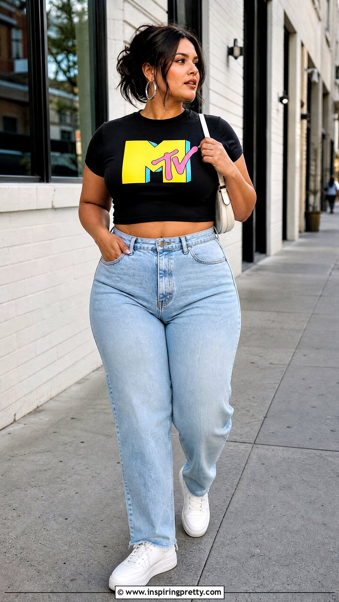 MTV Crop Top With High Waisted Jeans - 20 mtv crop top outfit ideas