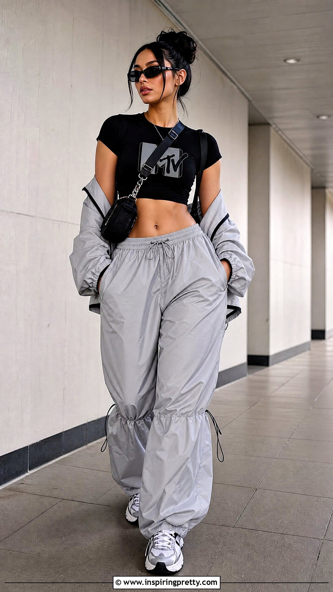 MTV Crop Top With Parachute Pants - 20 mtv crop top outfit ideas