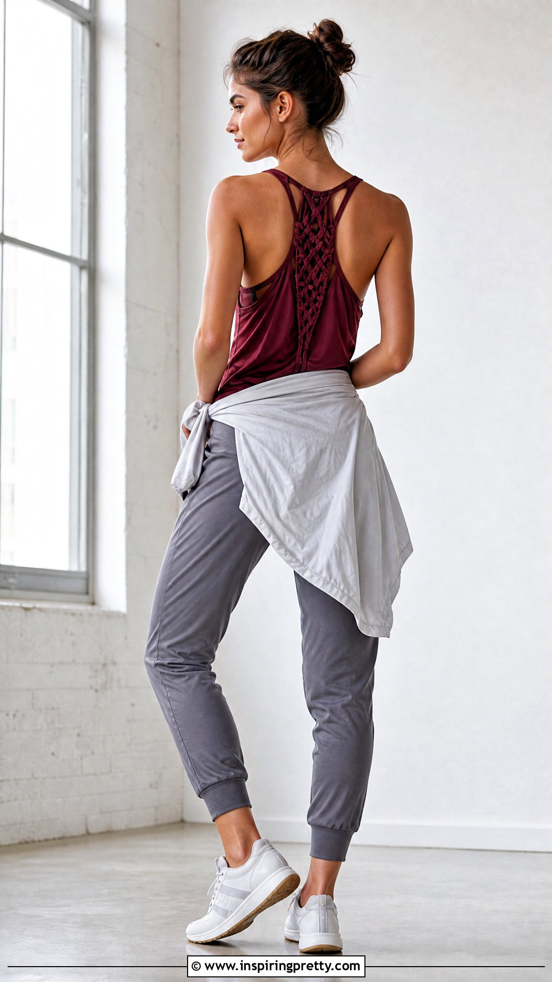 Macrame Racerback Tank With Jogger Pants - 20 macrame top diy shirts
