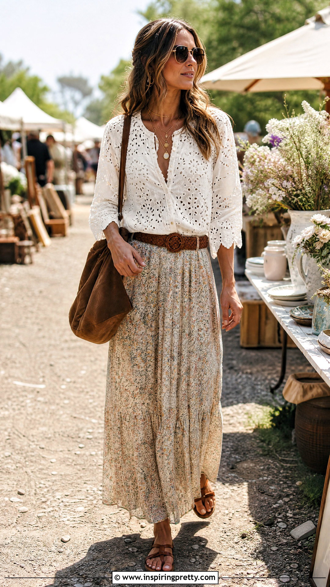 Maisie Cutwork Top With Flowy Maxi Skirt - 20 free people maisie cutwork top outfit ideas