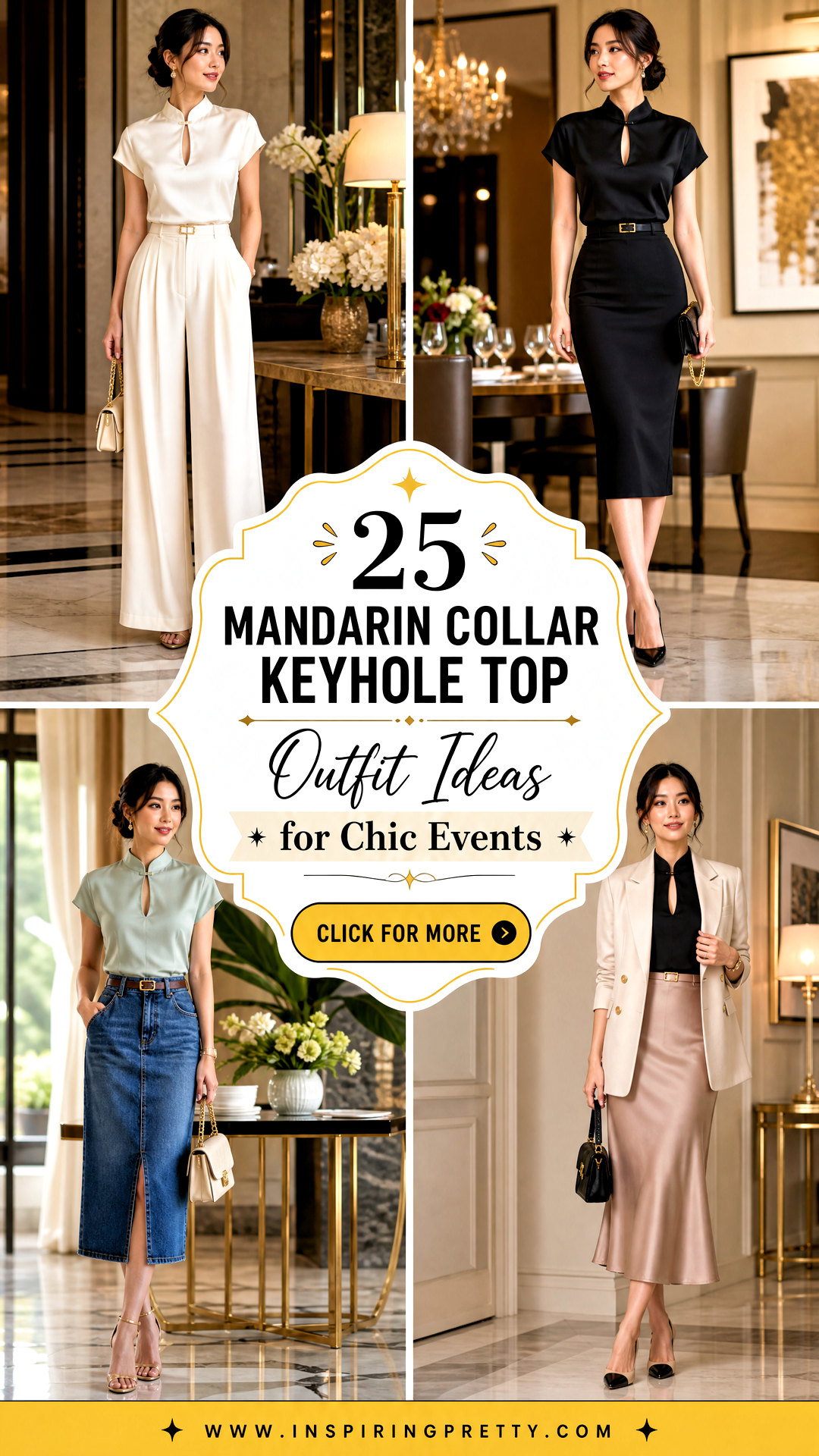 25 Mandarin Collar Keyhole Top Outfit Ideas for Chic Events - 25 Mandarin Collar Keyhole Top Outfit Ideas for Chic Events