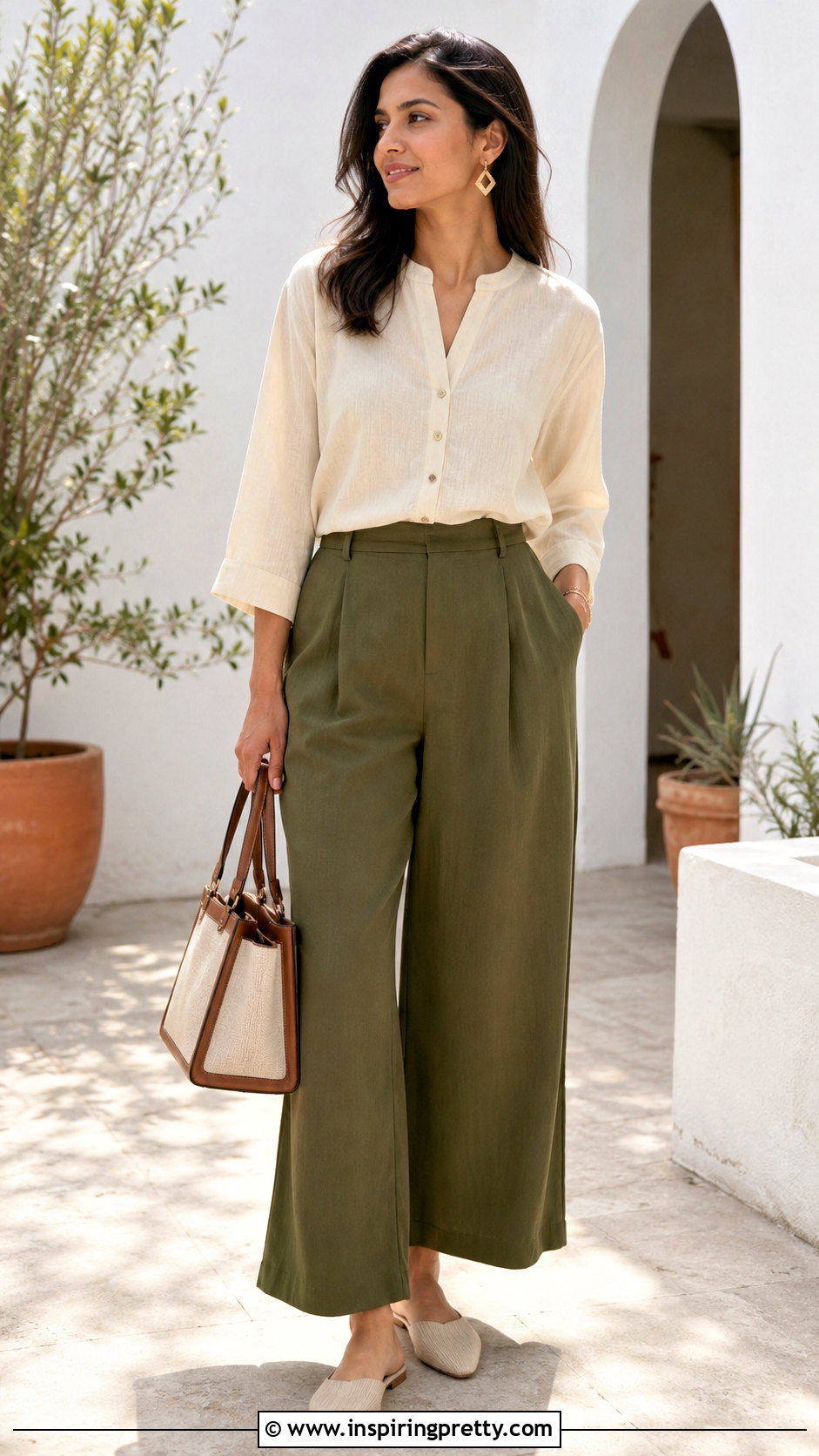 Mandarin Collar Sunday Top With Palazzo Pants - 50 sunday top design