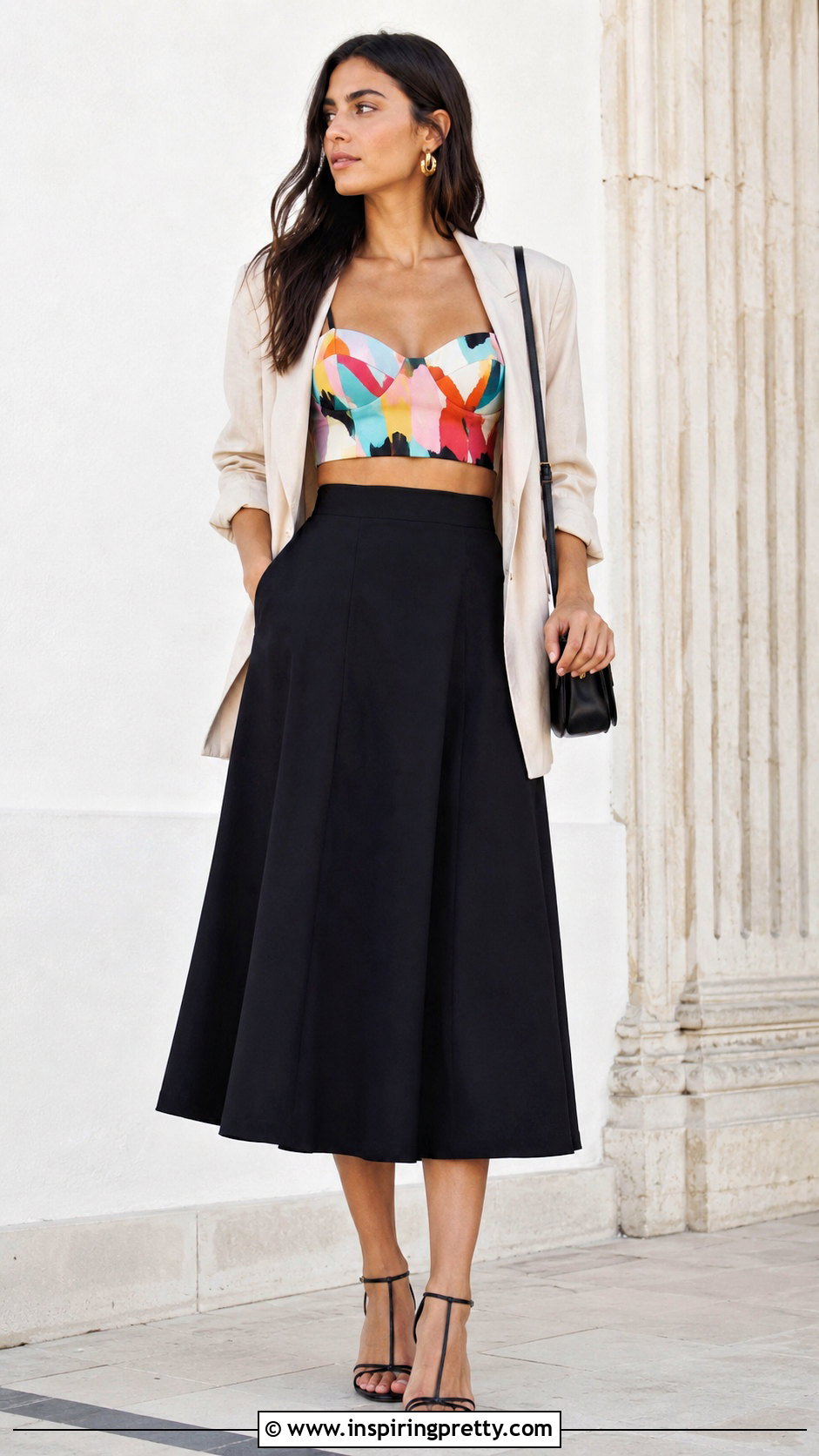 Mara Hoffman Crop Top With Black Midi Skirt - 20 mara hoffman crop top outfit ideas