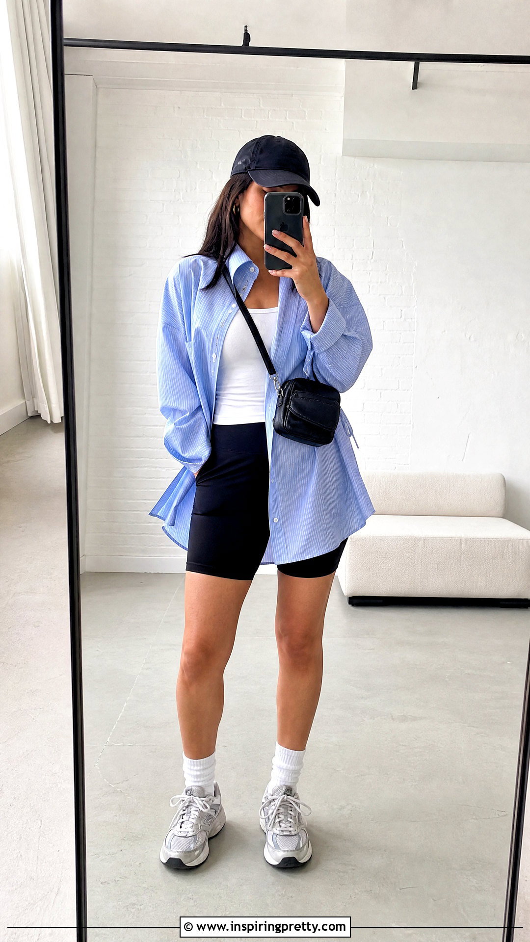 Marc Jacobs Oversized Shirt With Biker Shorts - 25 marc jacobs tops outfit ideas