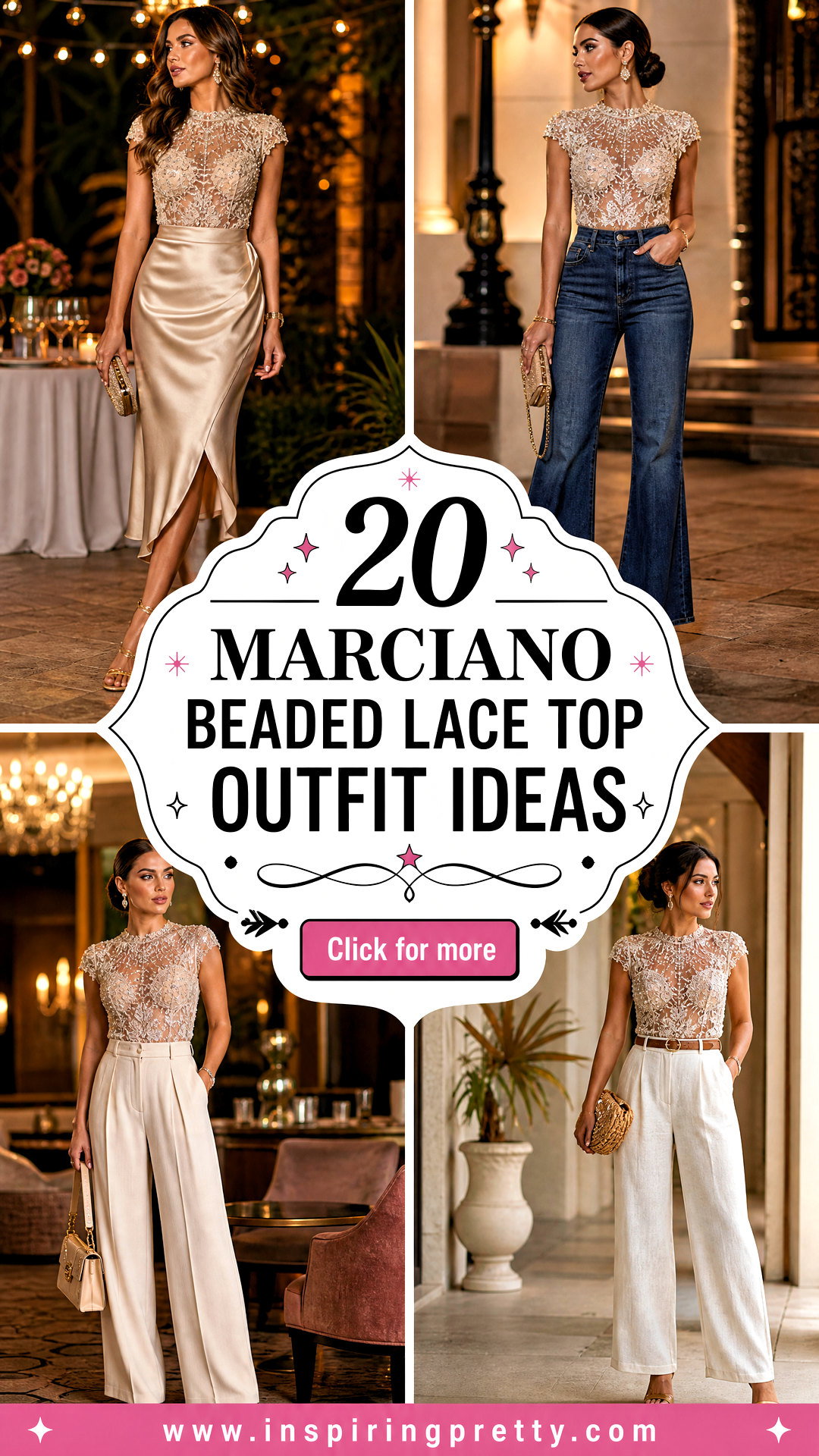 20 Marciano Beaded Lace Top Outfit Ideas for Evening Glam - 20 Marciano Beaded Lace Top Outfit Ideas for Evening Glam