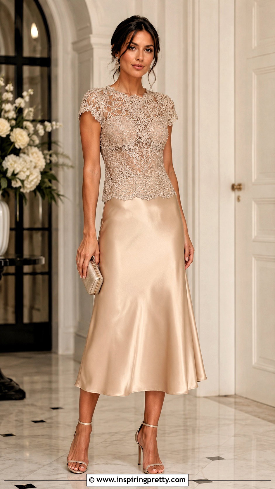 Marciano Beaded Lace Top With Satin Midi Skirt - 20 marciano beaded lace top outfit ideas