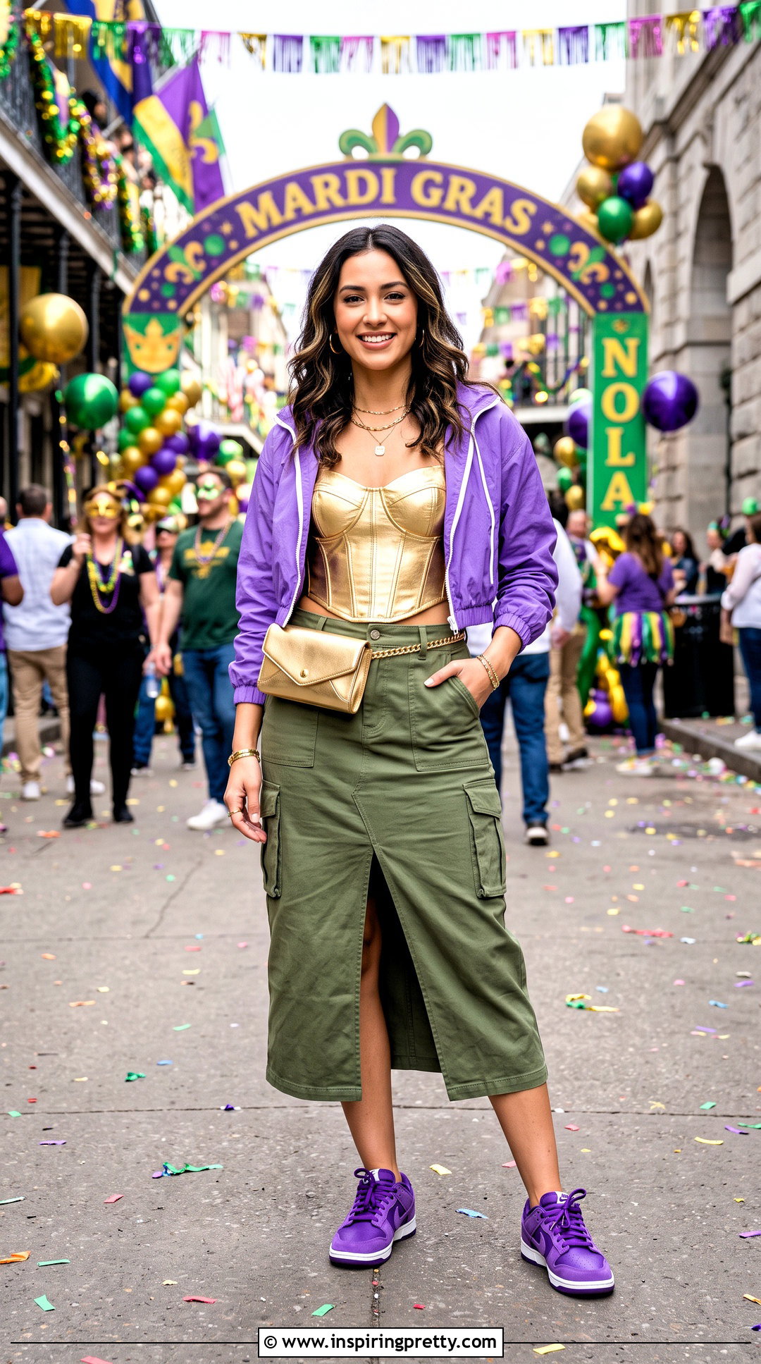 Mardi Gras Corset Top With Green Cargo Skirt - 25 Mardi Gras Corset Tops