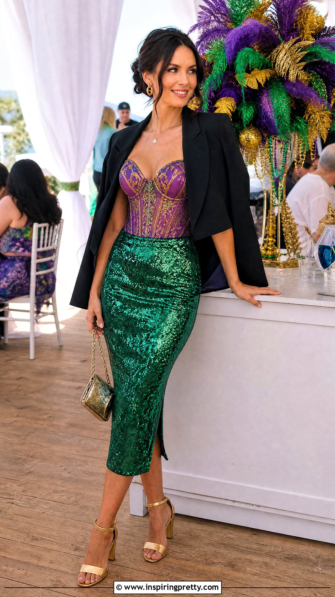 Mardi Gras Corset Top With Green Sequin Skirt - 25 Mardi Gras Corset Tops