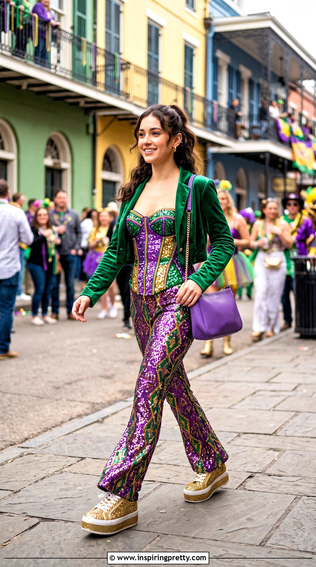 Mardi Gras Corset Top With Matching Bell Bottom Pants - 25 Mardi Gras Corset Tops