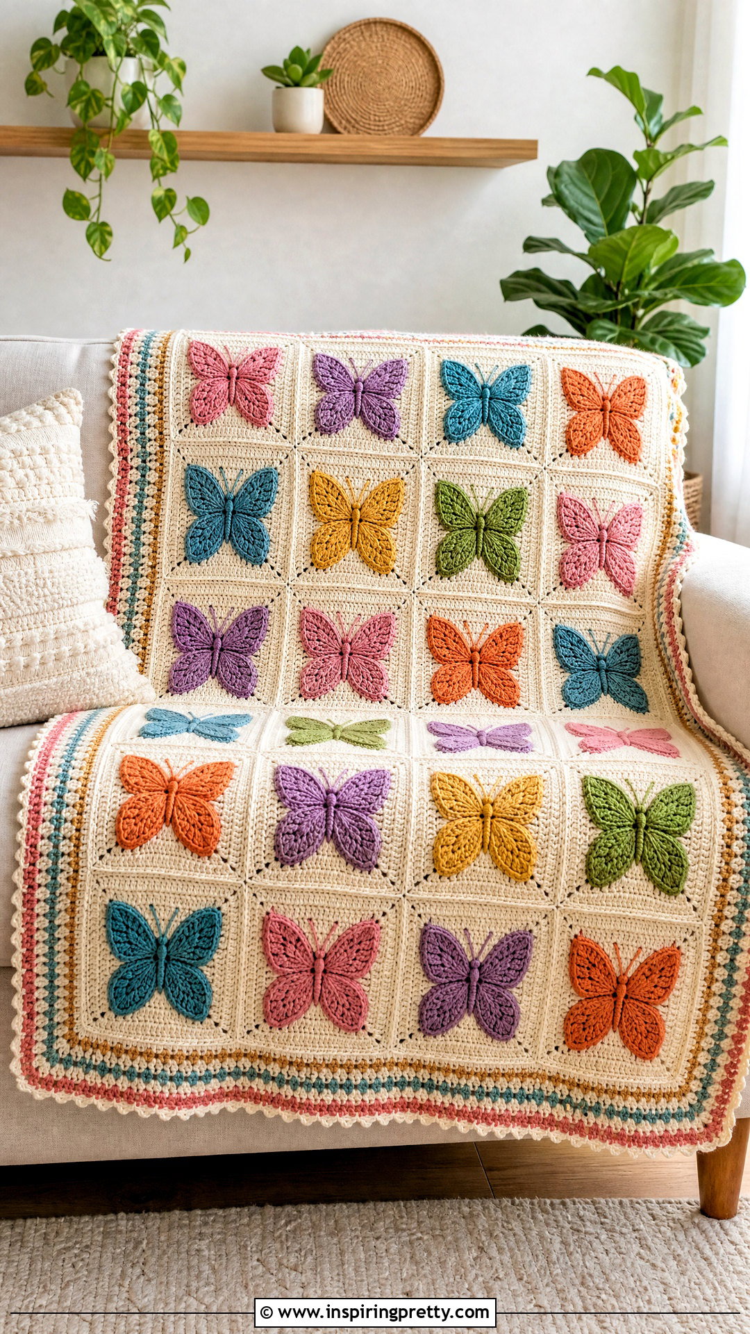 Mariposa Crochet Butterfly Granny Square Blanket - 50 top mariposa crochet ideas
